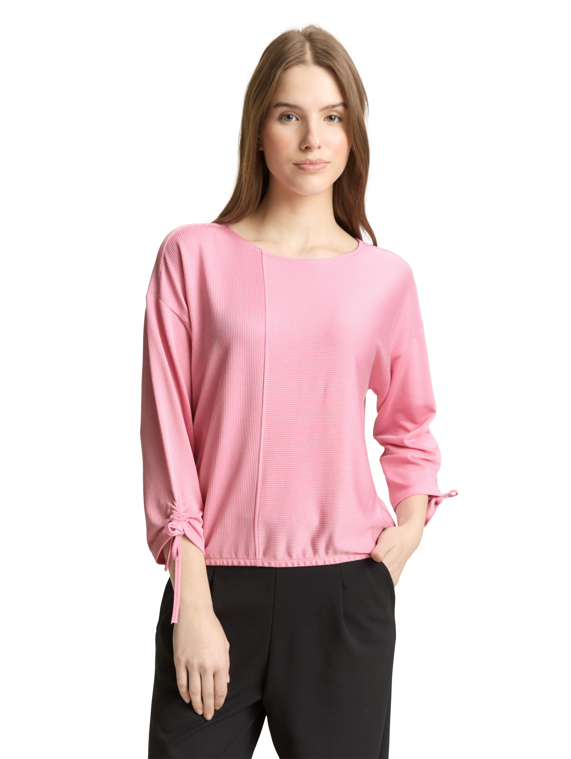 Tom Tailor Pink Loose Fit Long-Sleeved Top With Gathered Sleeves