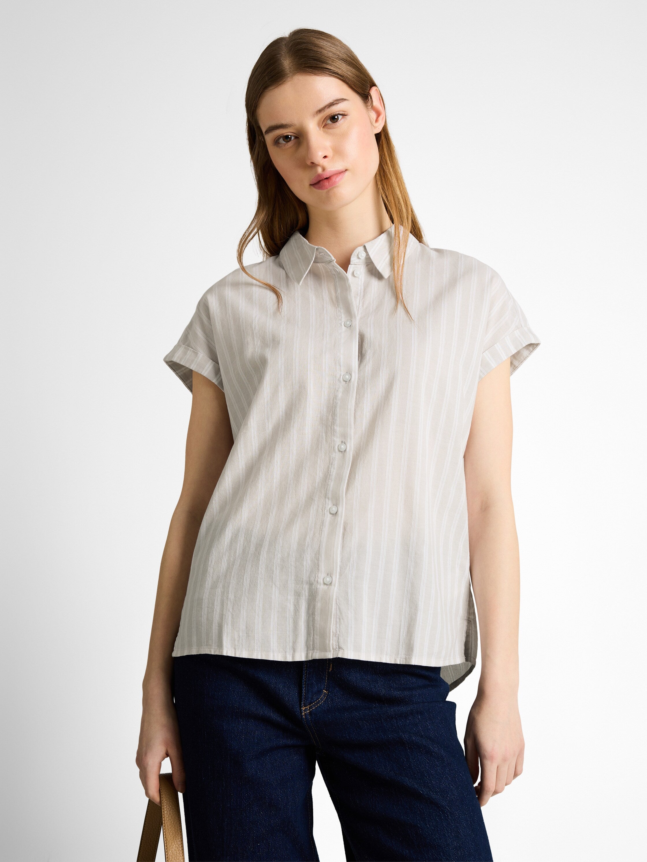 Tom Tailor Beige White Striped Shirt