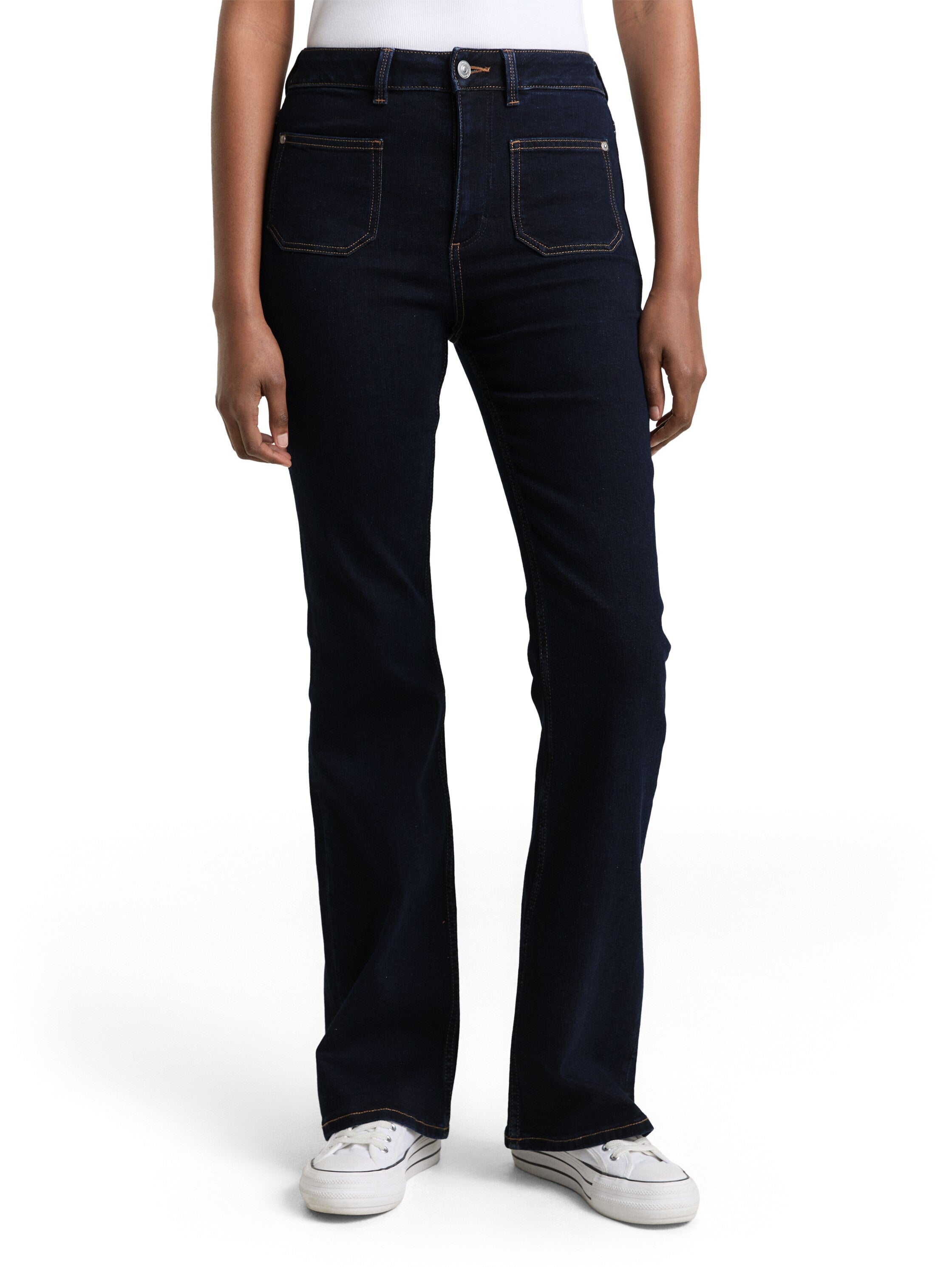 Tom Tailor Dark Navy Flared Jeans with Patch Pockets
