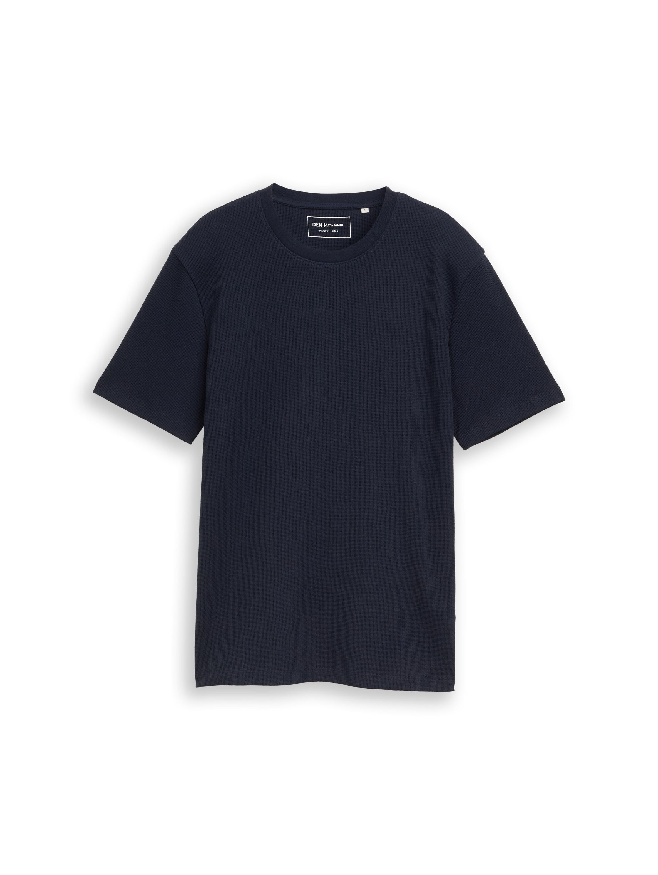 Tom Tailor Navy T-Shirt With Waffle Texture