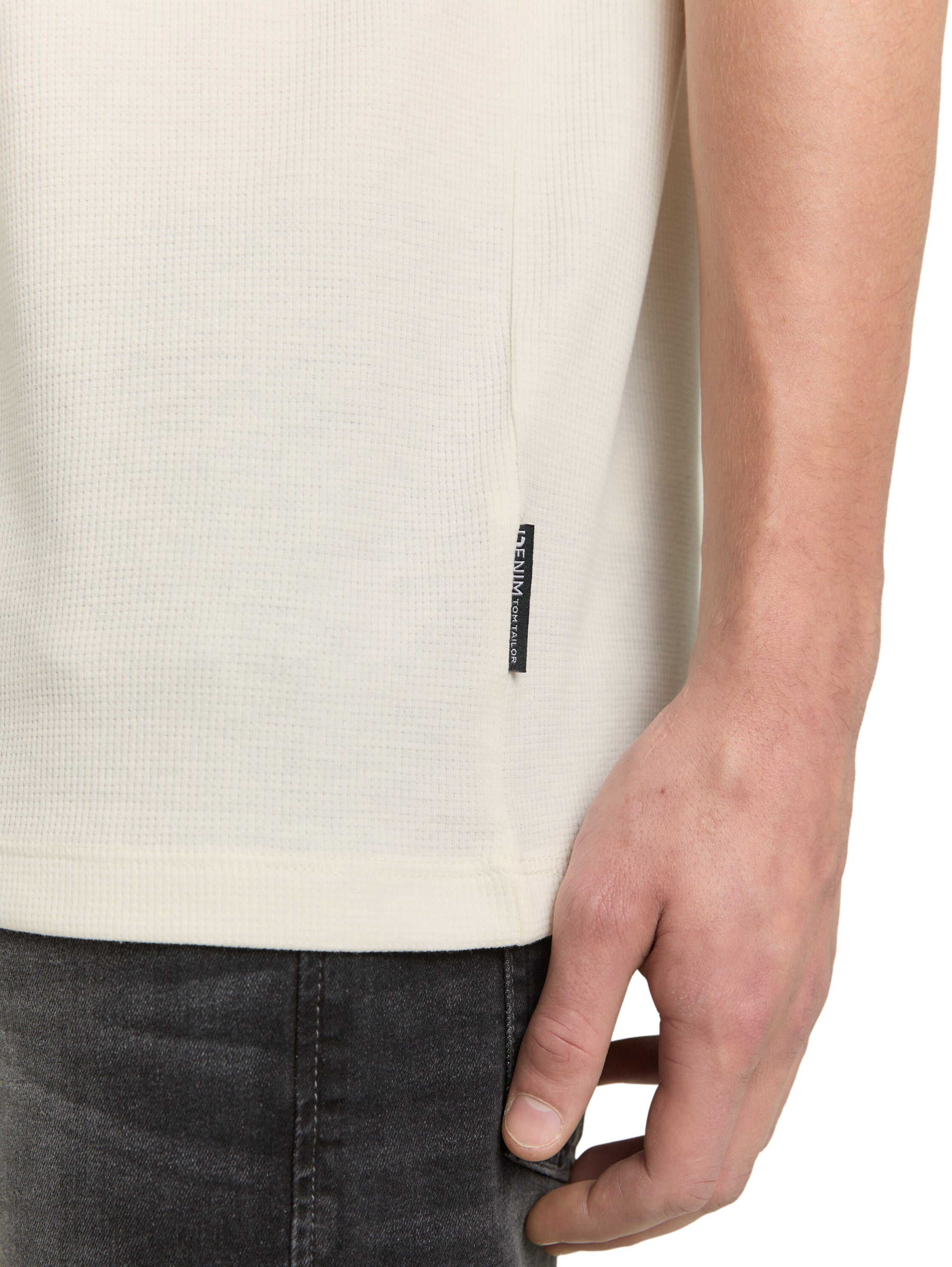 Tom Tailor Light Beige T-Shirt With Waffle Texture