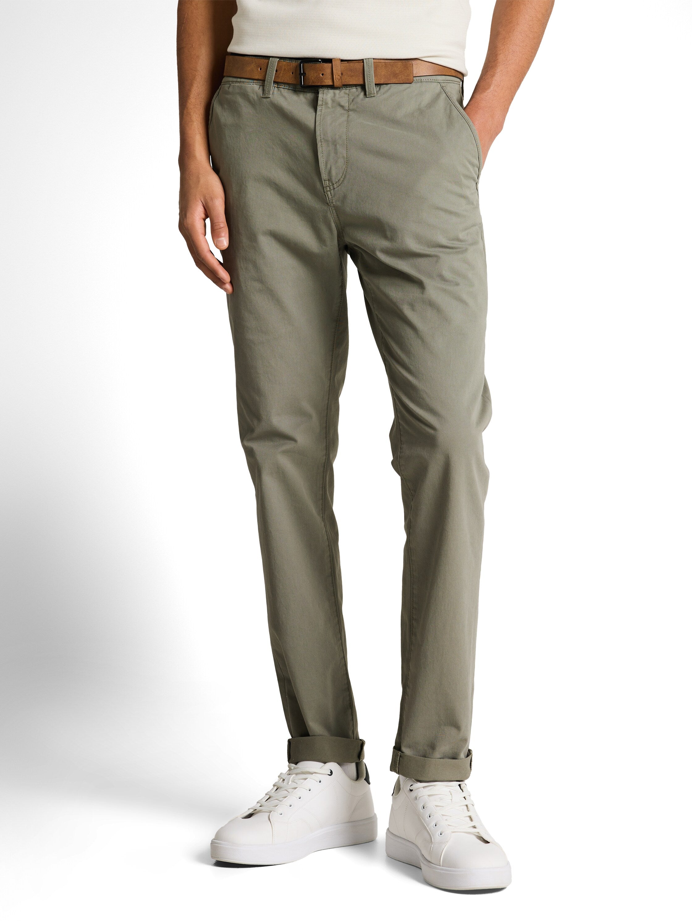 Tom Tailor Slim Fit Olive Chino With Belt