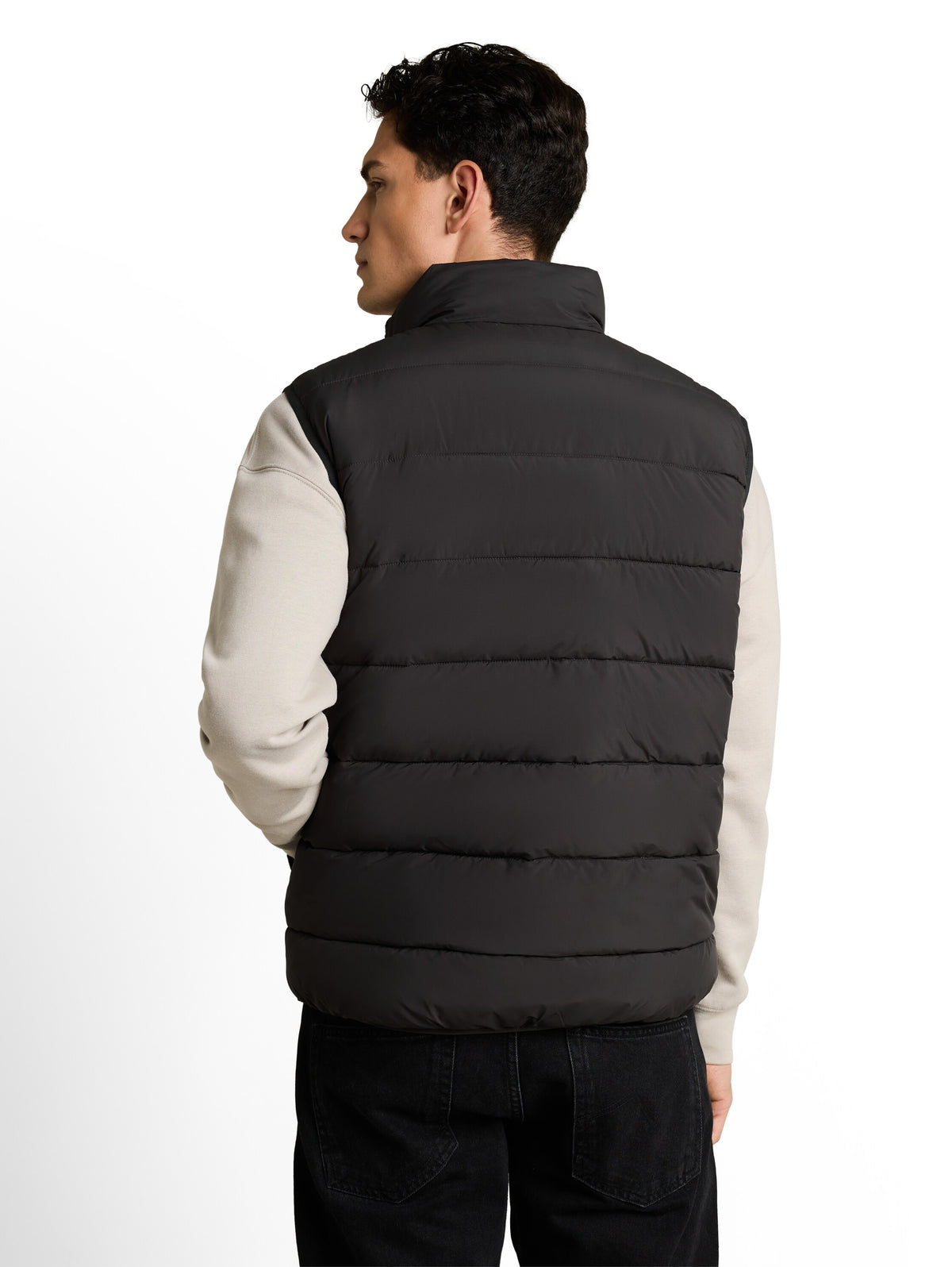 Tom Tailor Coal Mine Grey Vest with High Stand-Up Collar