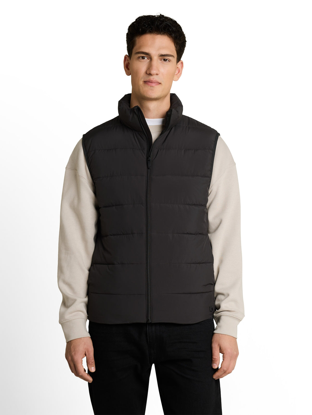 Tom Tailor Coal Mine Grey Vest with High Stand-Up Collar