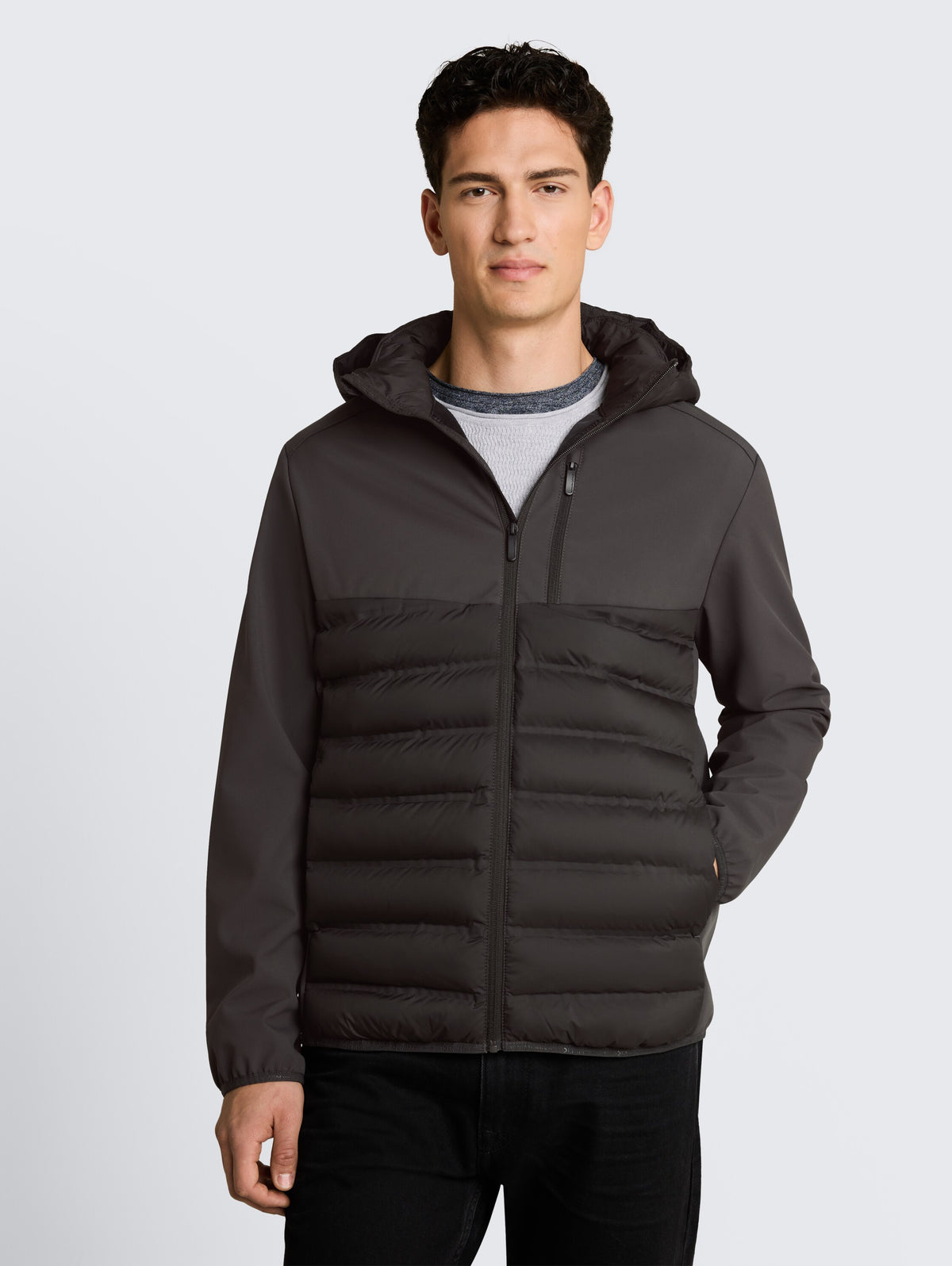 Tom Tailor Coal Mine Grey Jacket with Stand-Up Collar & Hood
