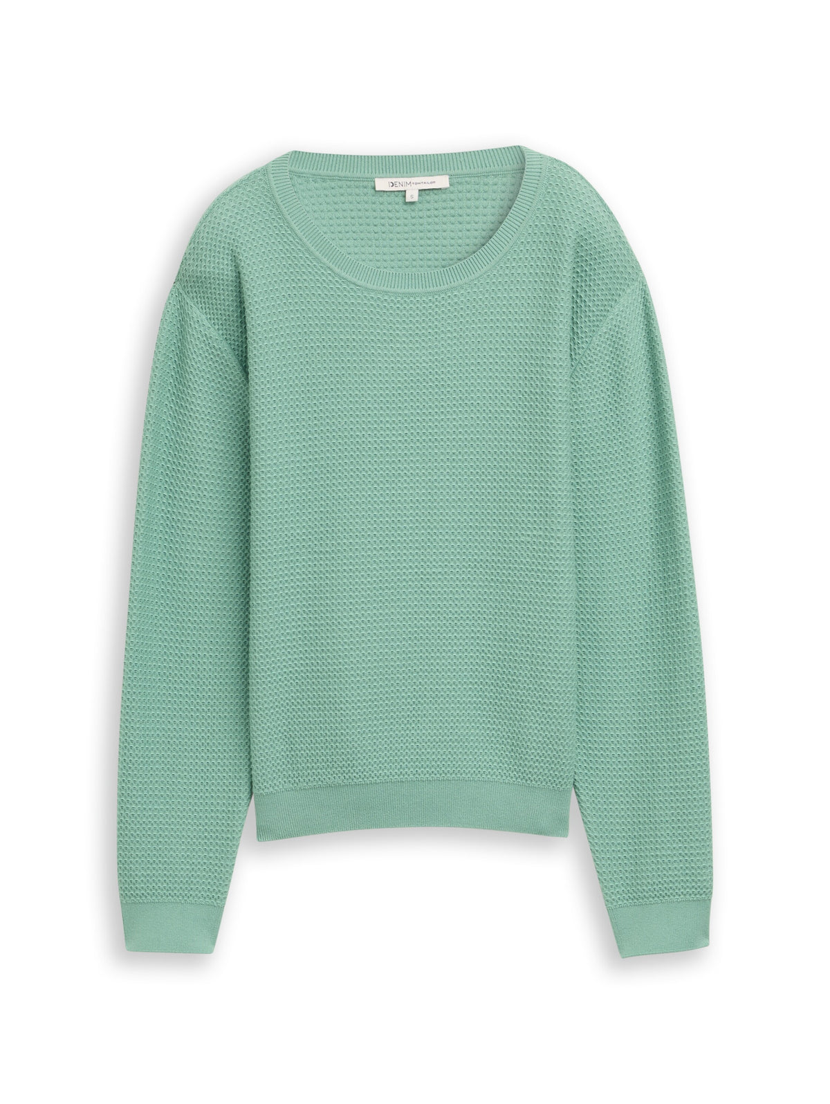 Tom Tailor Silver Cloud Blue Knitted Sweater with a Round Neckline
