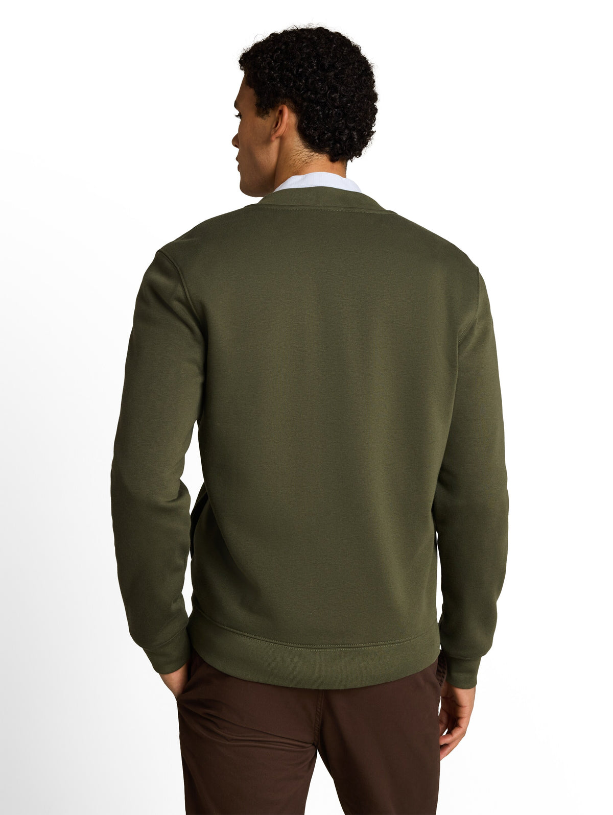 Tom Tailor Olive Sweat Jacket With Bomber Collar