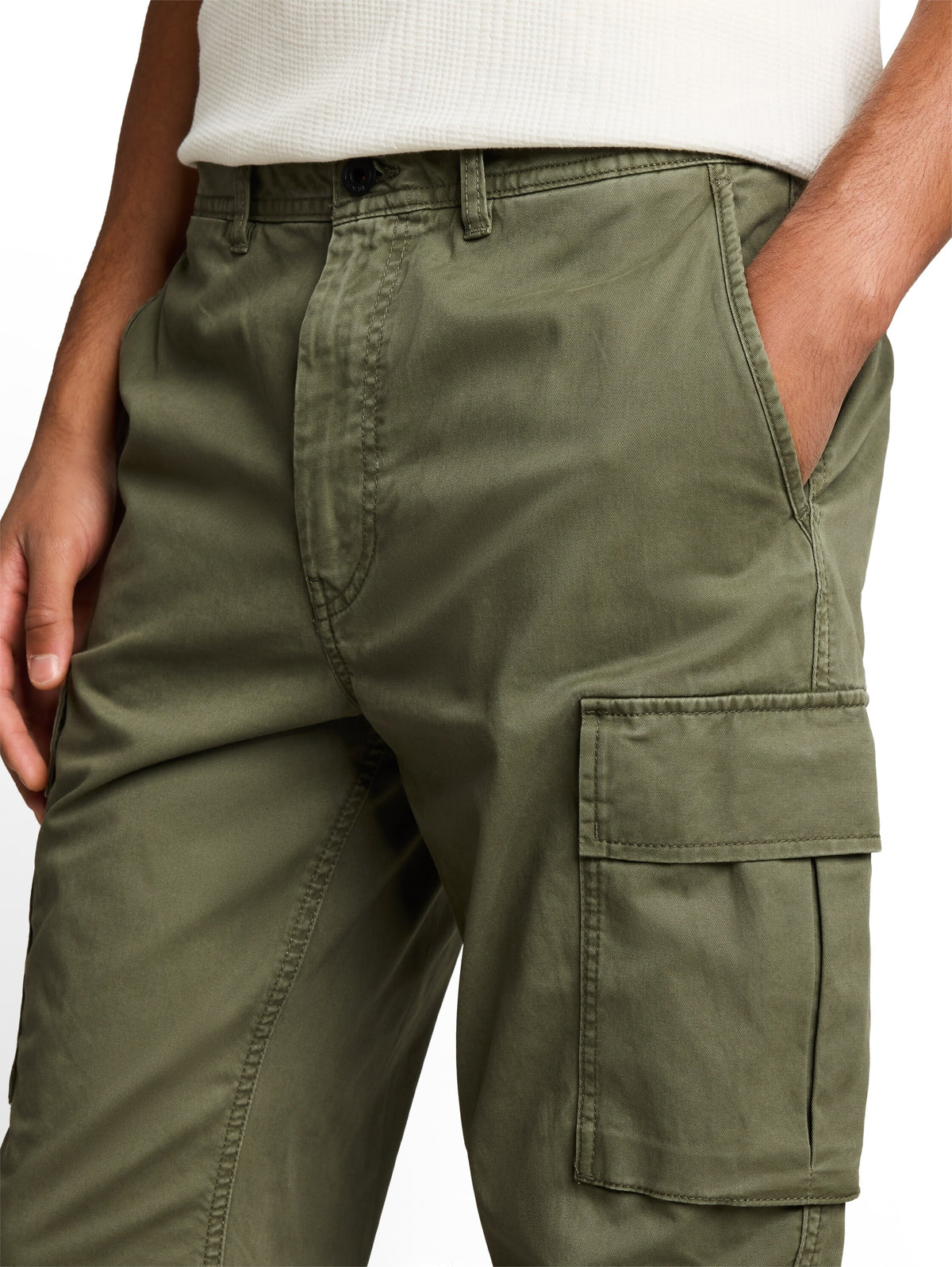 Tom Tailor Olive Green Regular Cargo Pants with Side Pockets