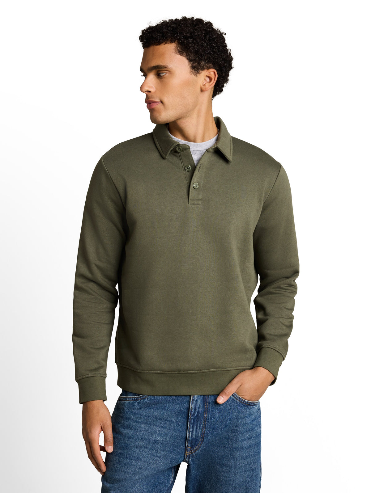 Tom Tailor Love Green Sweatshirt with a Polo Collar