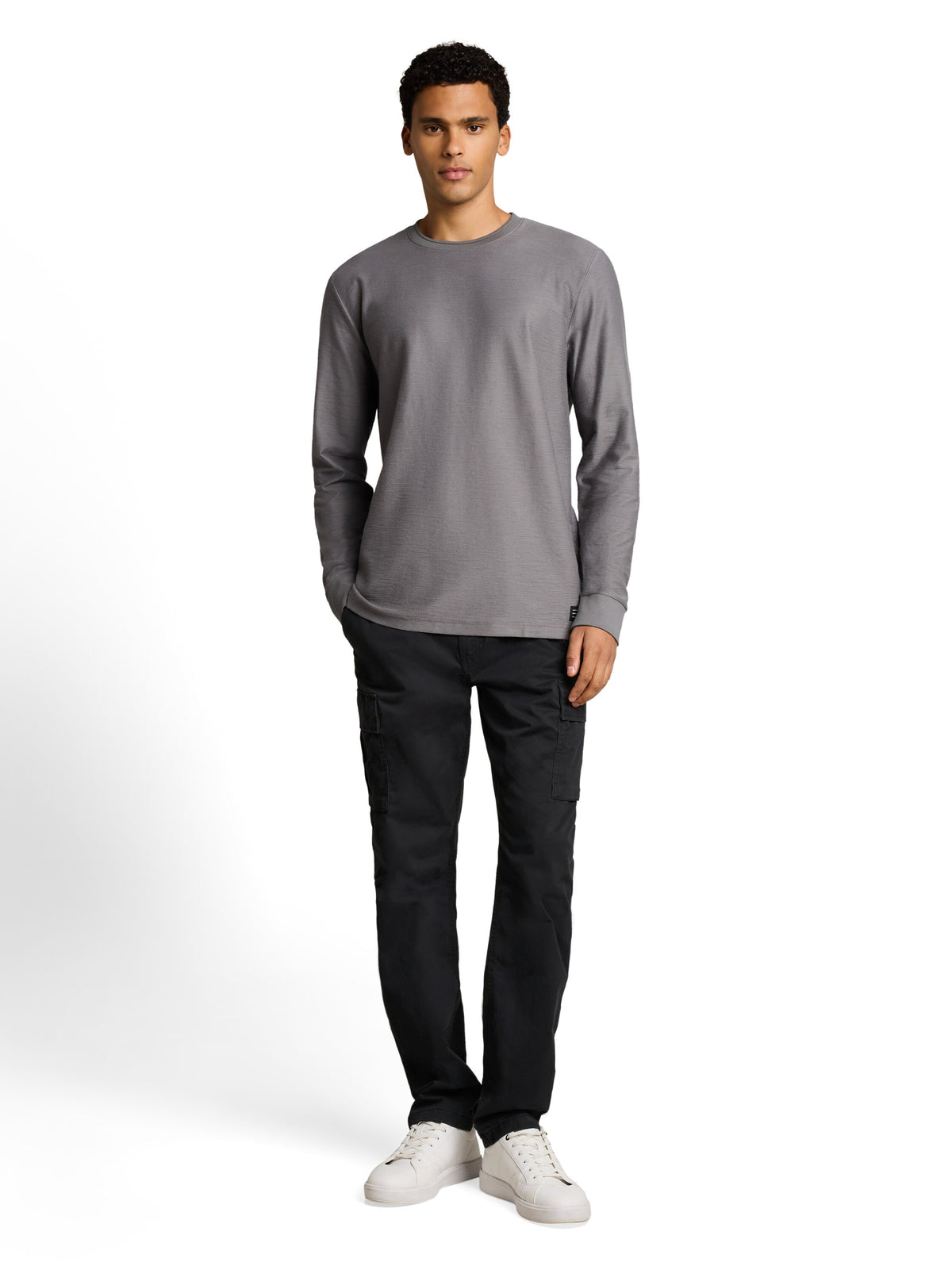 Tom Tailor Black Regular Cargo Pants with Side Pockets