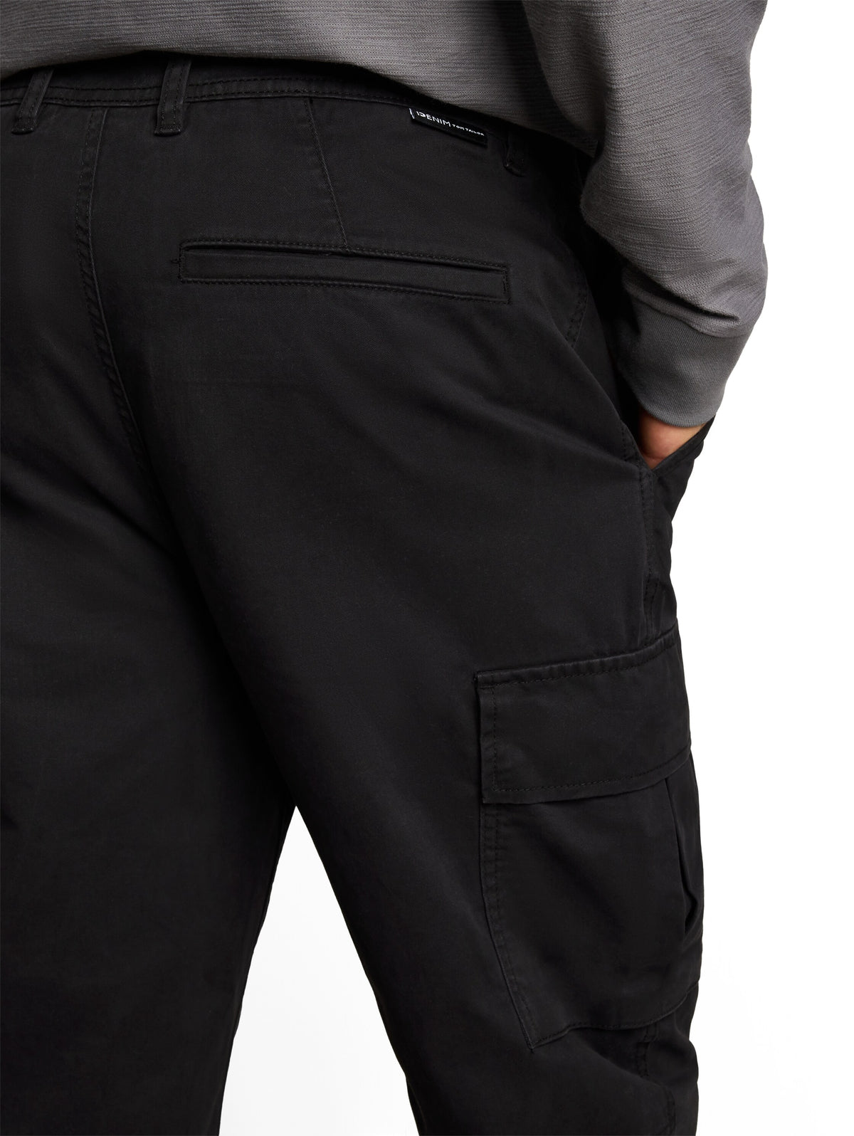 Tom Tailor Black Regular Cargo Pants with Side Pockets