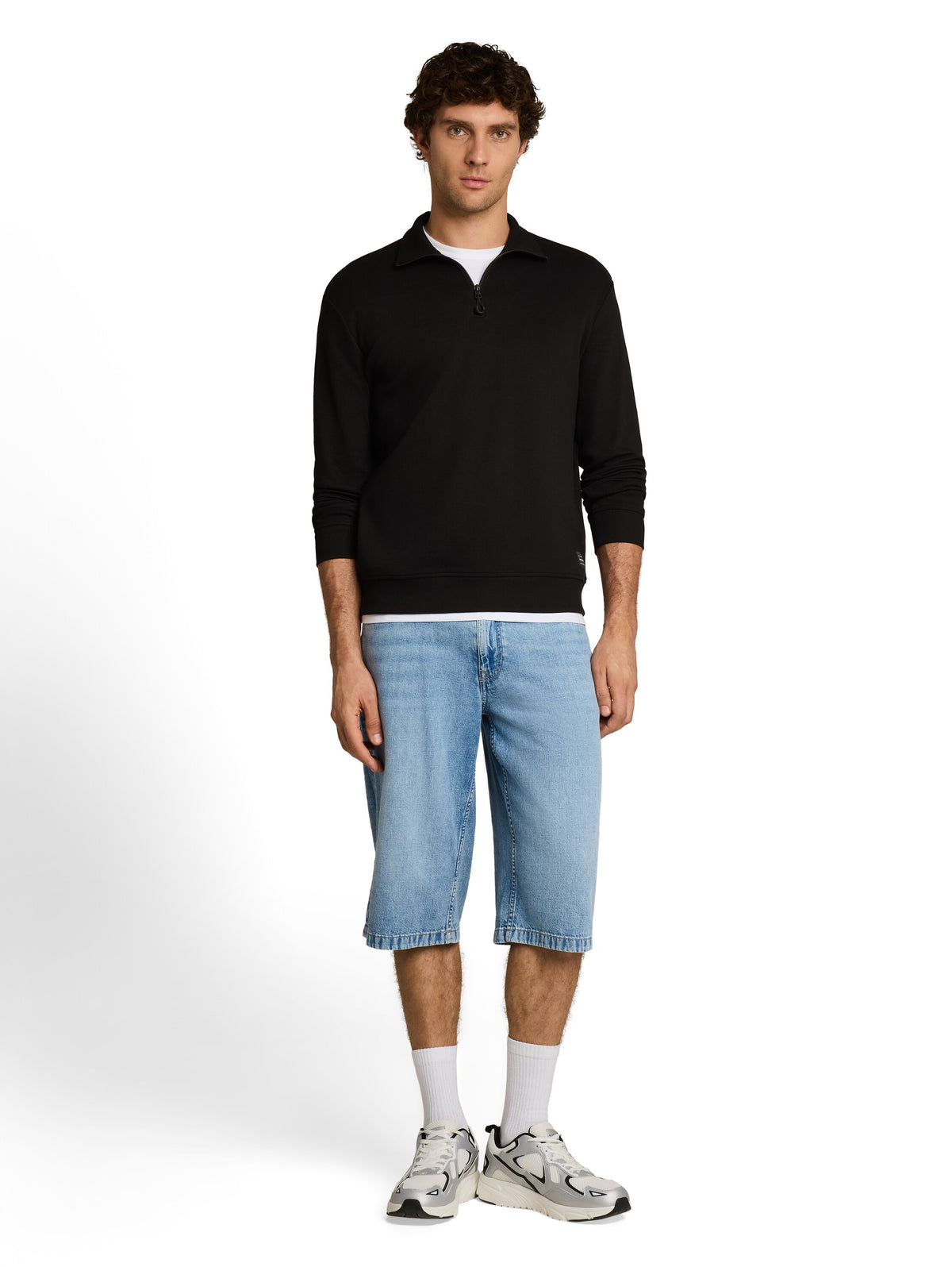 Tom Tailor Black Relaxed-Fit Troyer Sweatshirt