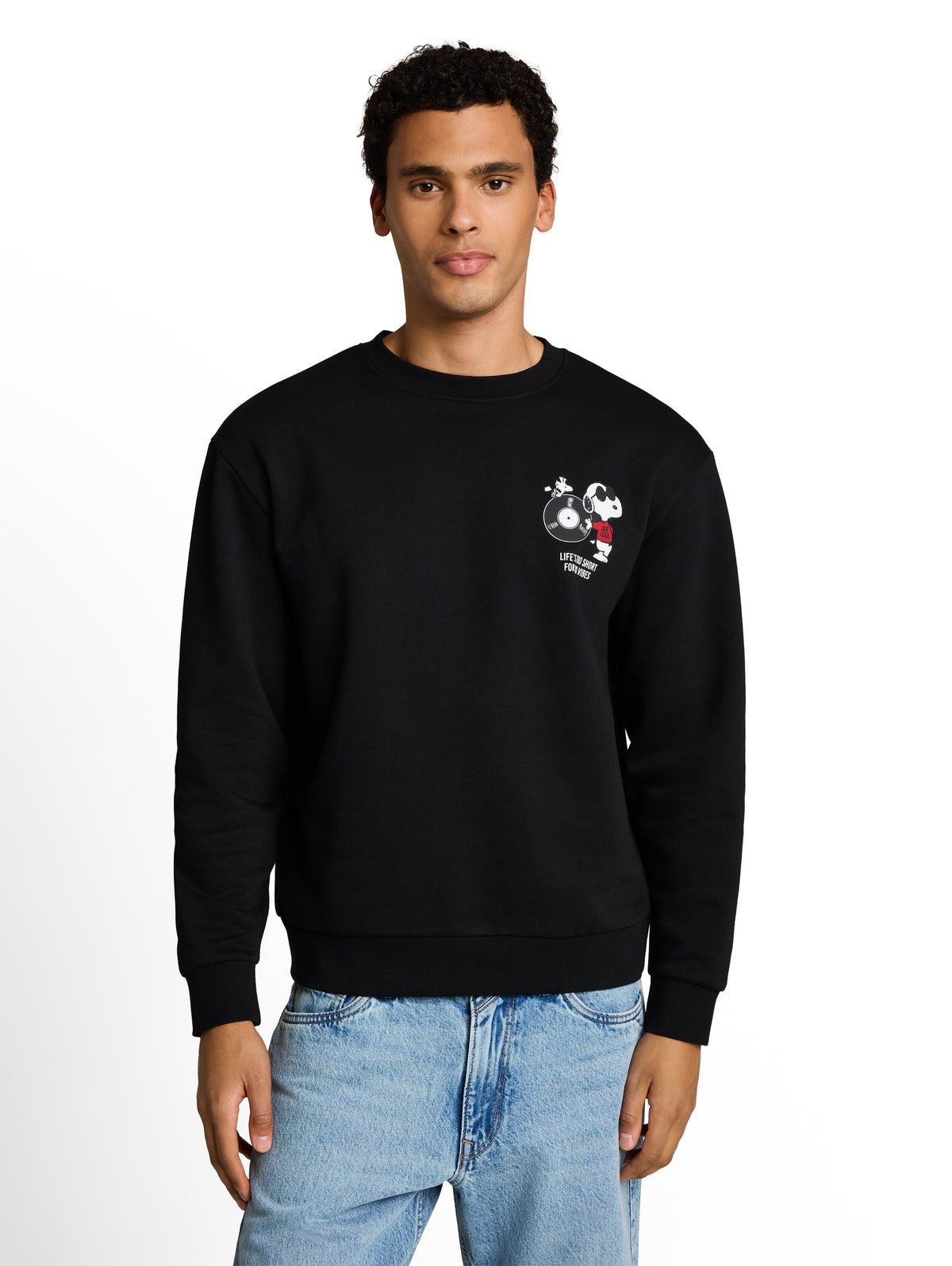 Tom Tailor Black Relaxed-fit Sweatshirt With Snoopy Back Print