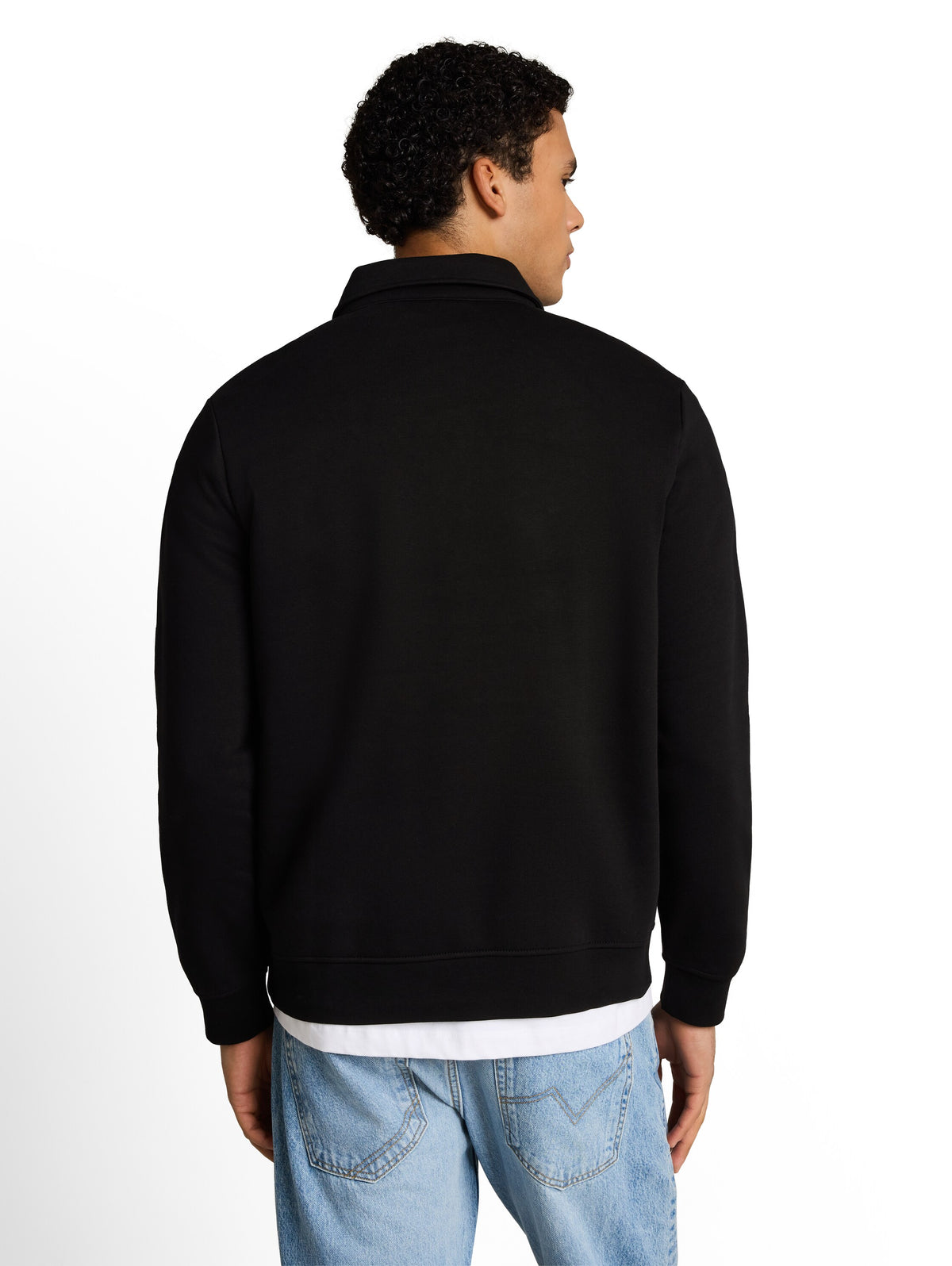 Tom Tailor Black Sweatshirt with a Polo Collar