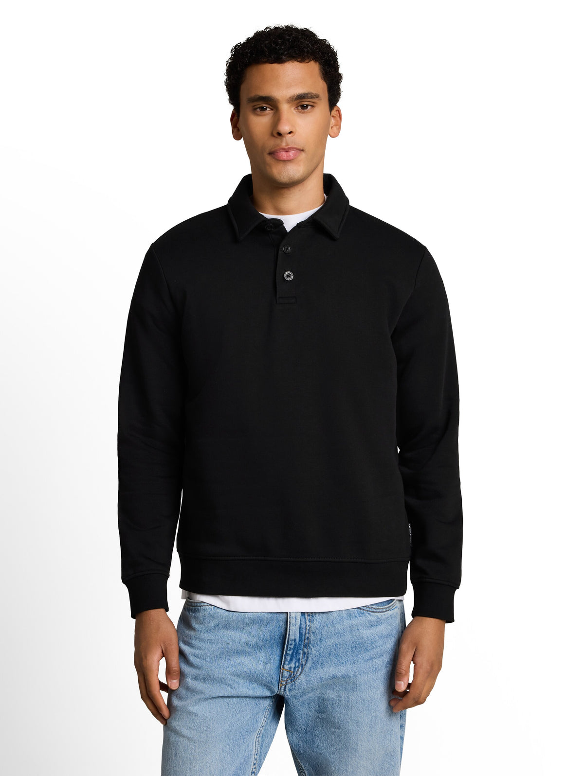 Tom Tailor Black Sweatshirt with a Polo Collar