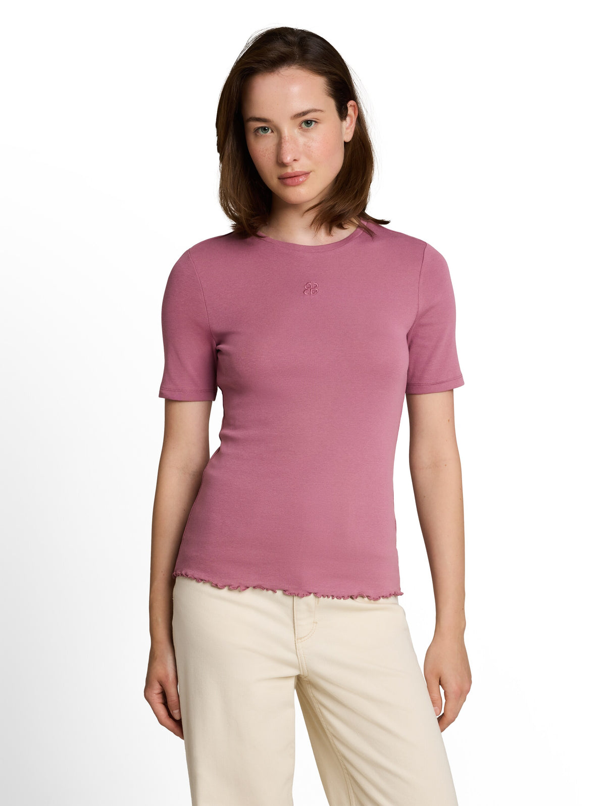 Tom Tailor Pink Slim fit T-Shirt With Embroidery