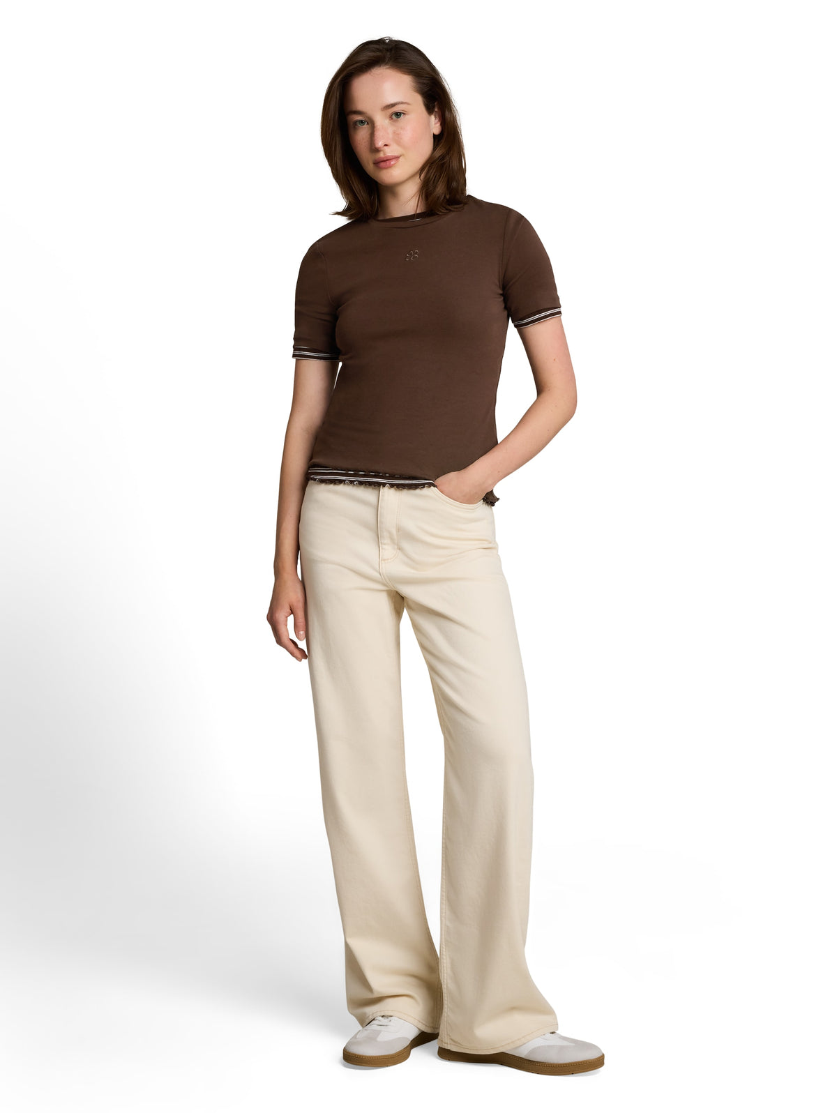 Tom Tailor Brown Slim fit T-Shirt With Embroidery