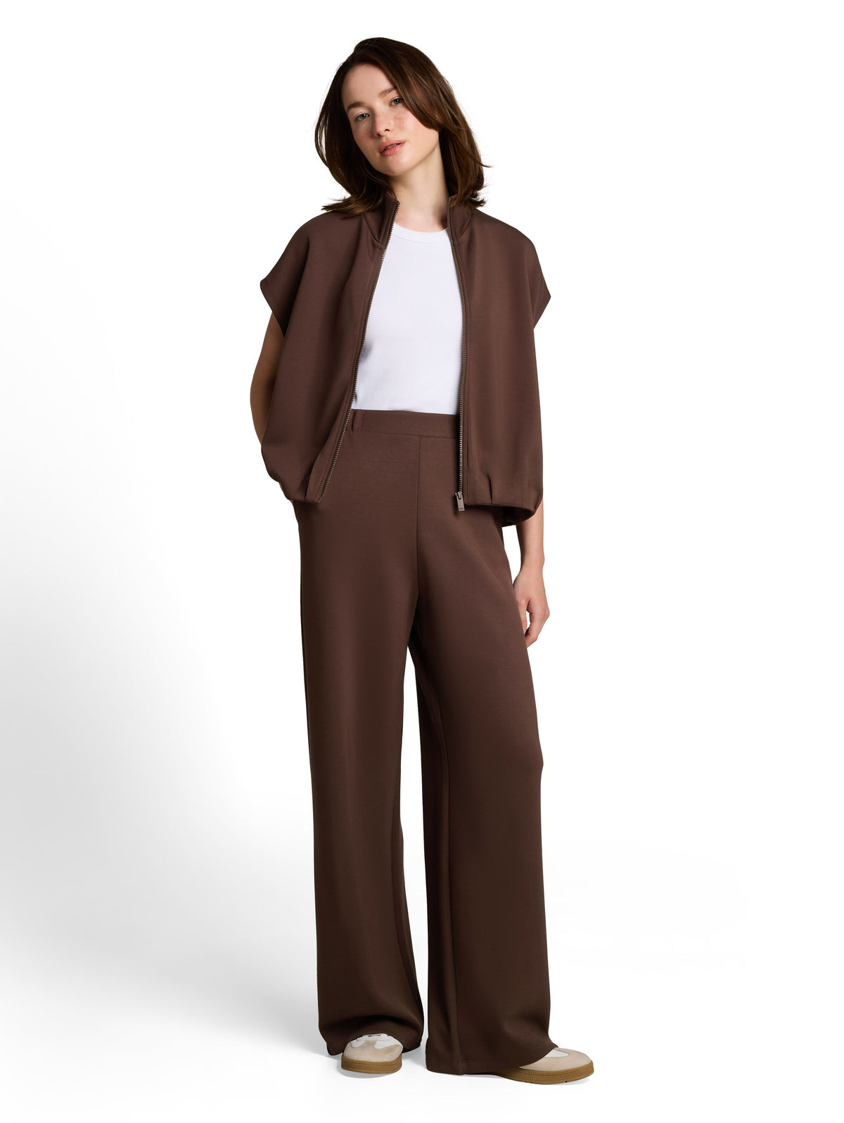 Tom Tailor Brown Scuba Wide-Leg Trousers Pant