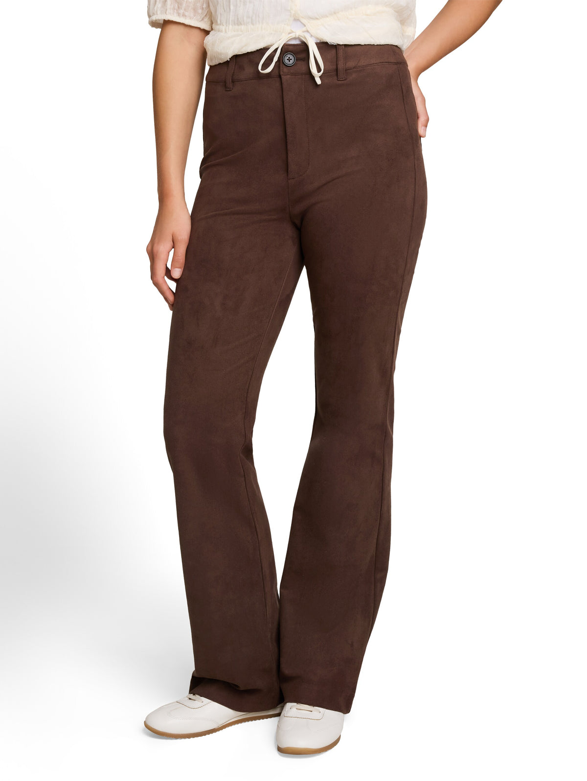 Tom Tailor Brown Flared Trousers in Suede-Effect Fabric Pant