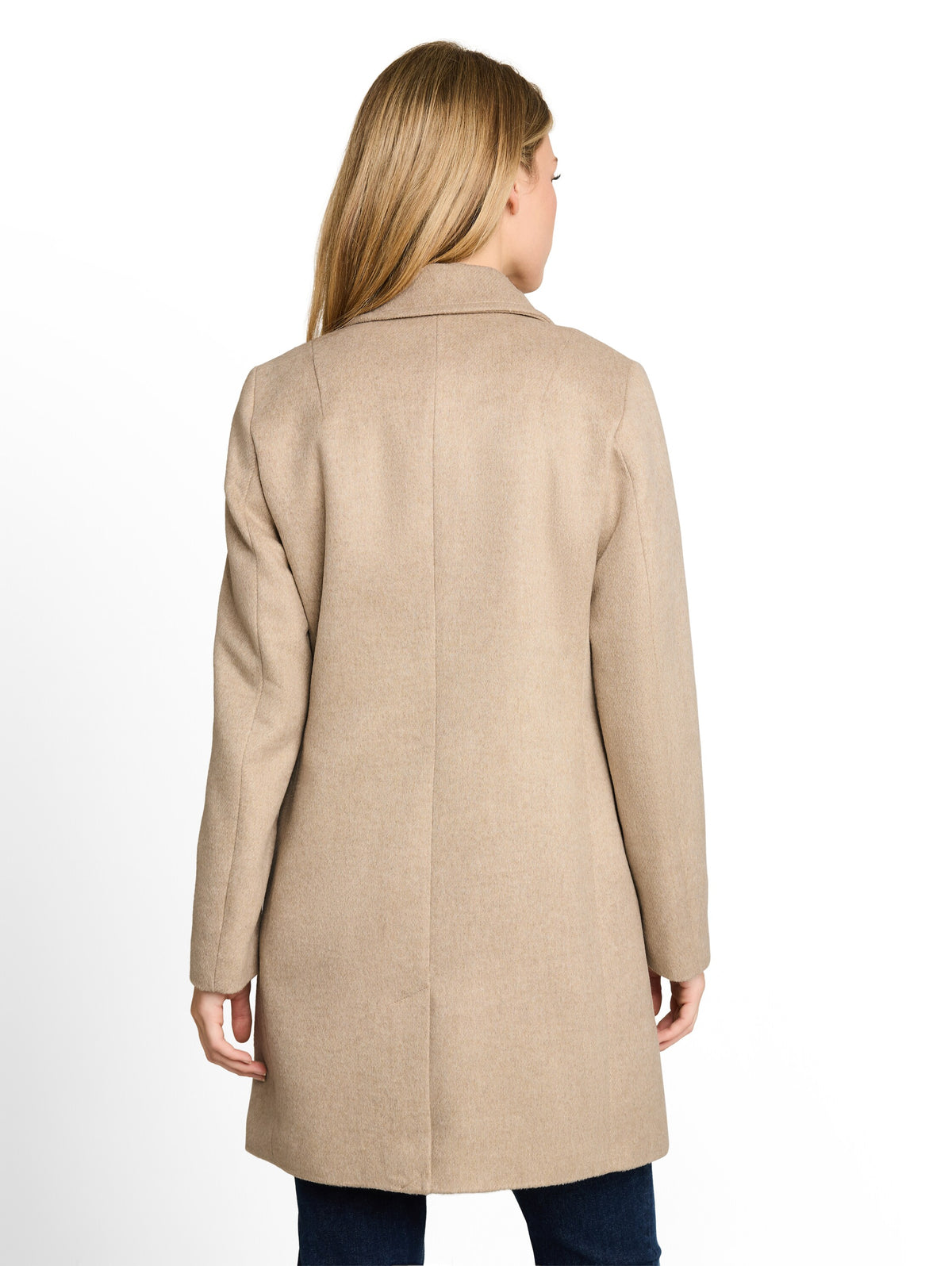 Tom Tailor Mink Beige Melange Slim-Fit Coat with Side Pockets