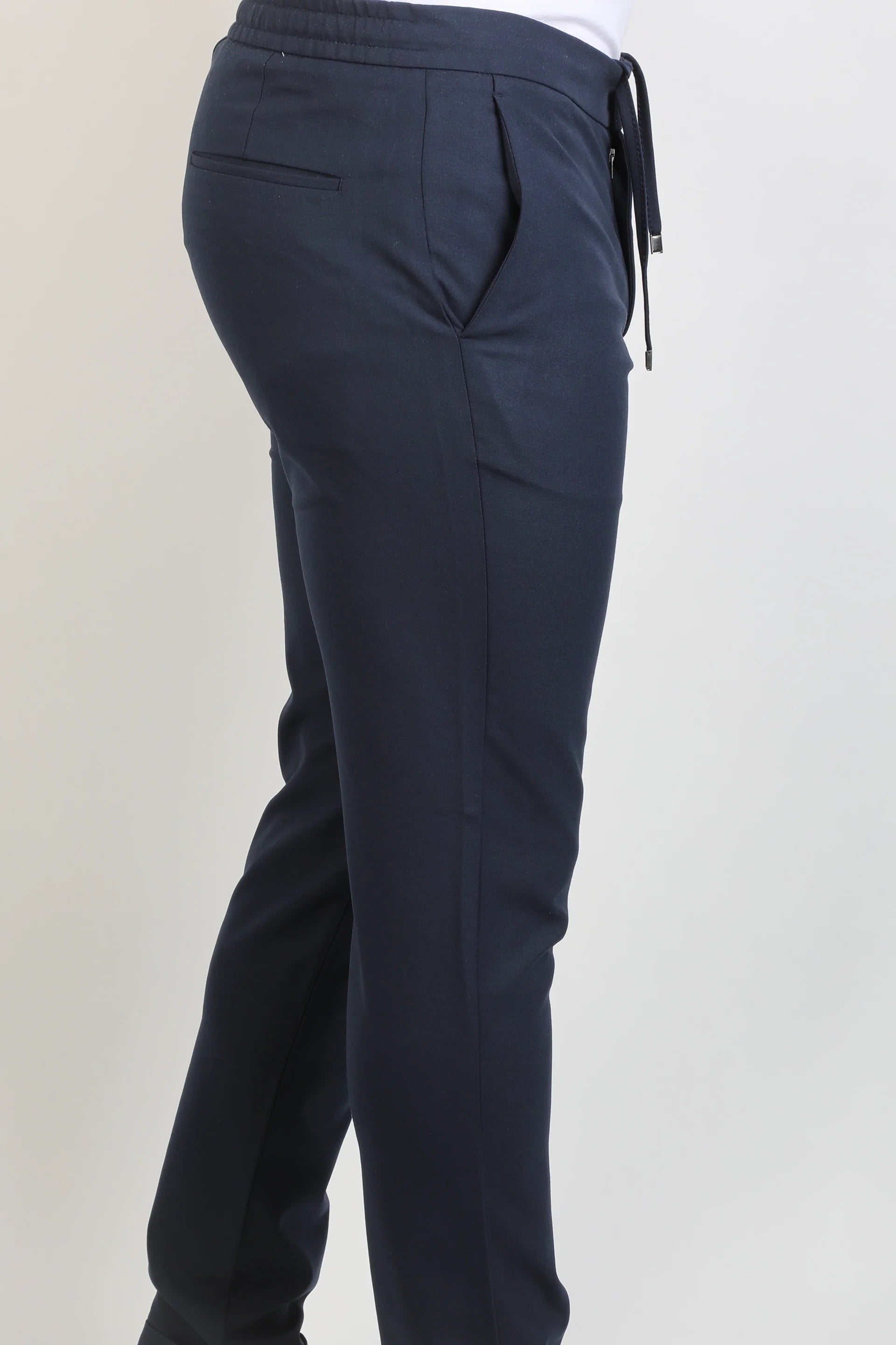 Navy Pant With Elastic Waist