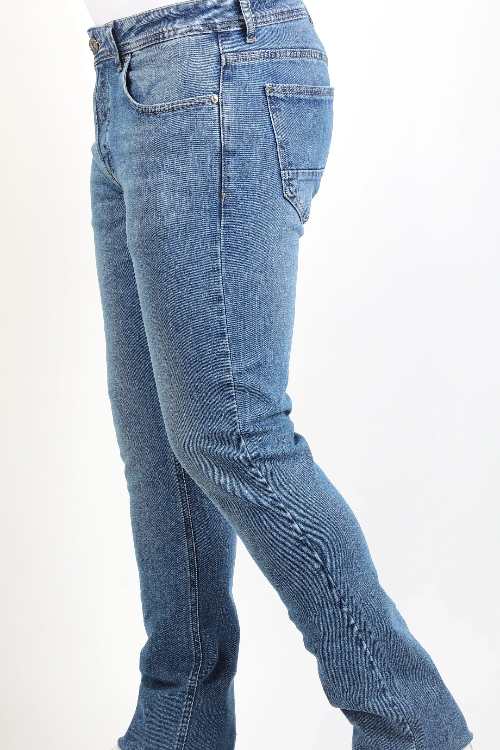 Slim Straight Blue Washed Denim Jeans