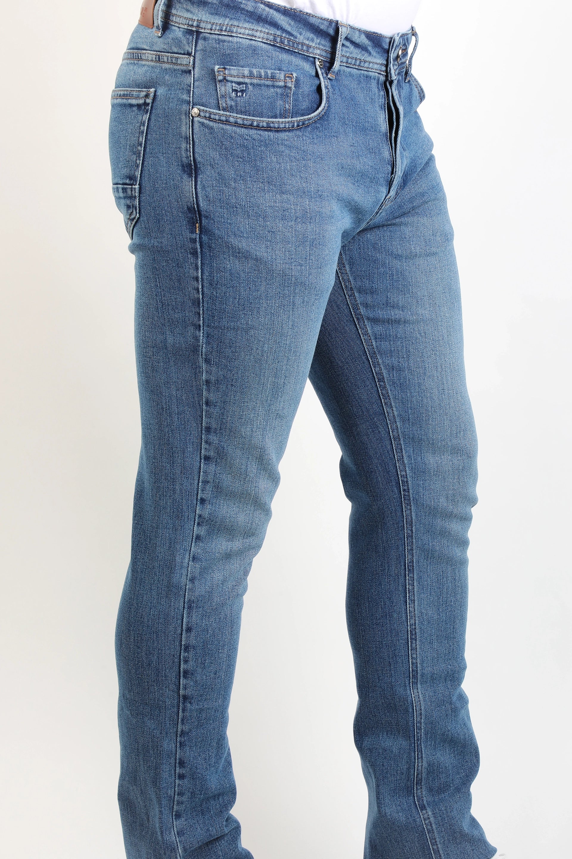 Slim Straight Blue Washed Denim Jeans