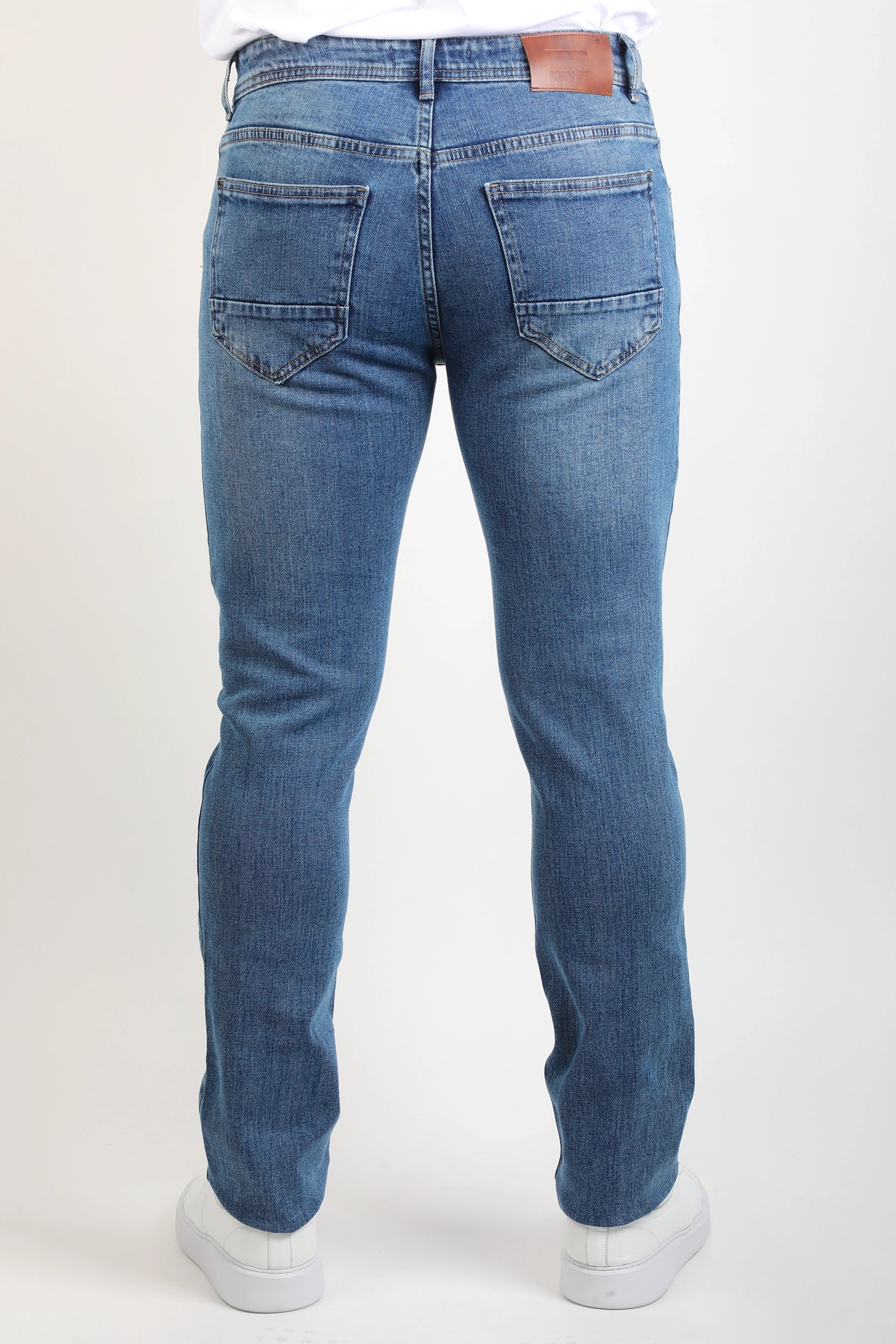 Slim Straight Blue Washed Denim Jeans