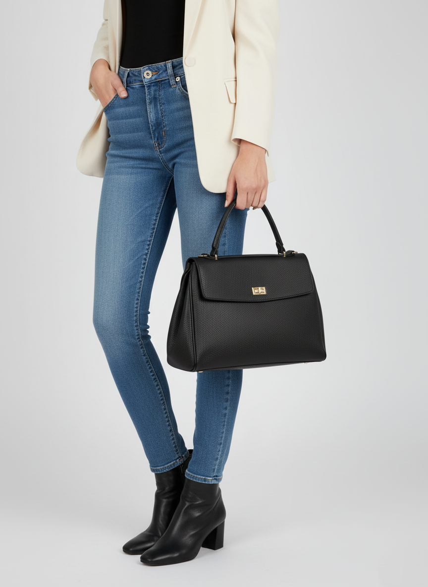 Classic Top Handle Black Bag