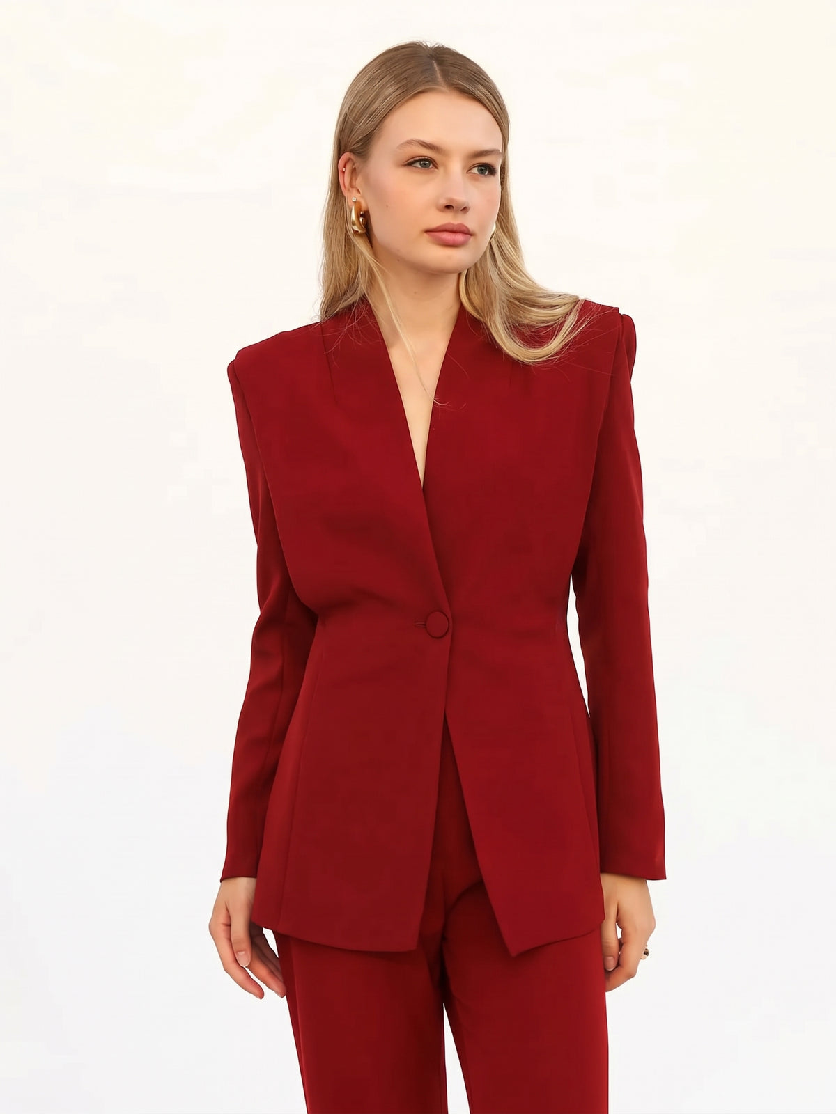 Red Single-Breasted Blazer