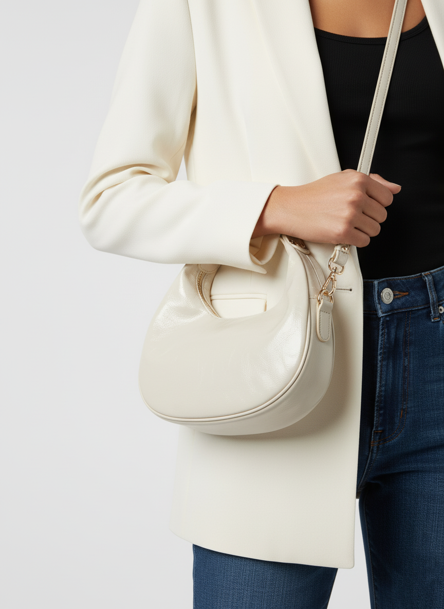 Stylish Light Beige Shoulder Bag With Modern Design