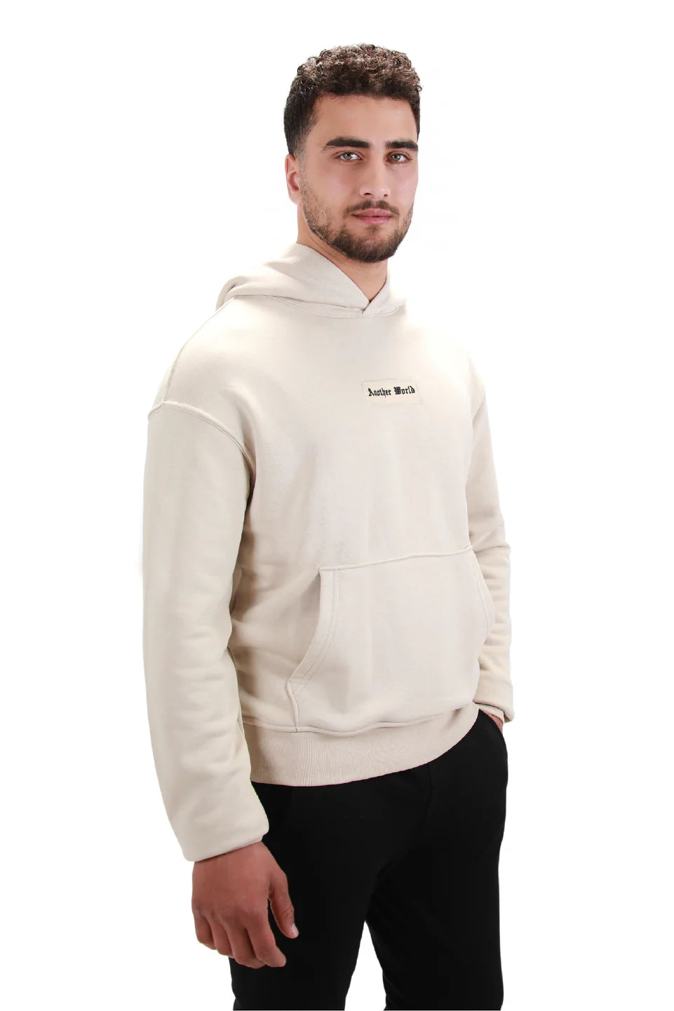 Casual Beige Hoodie With Back Design