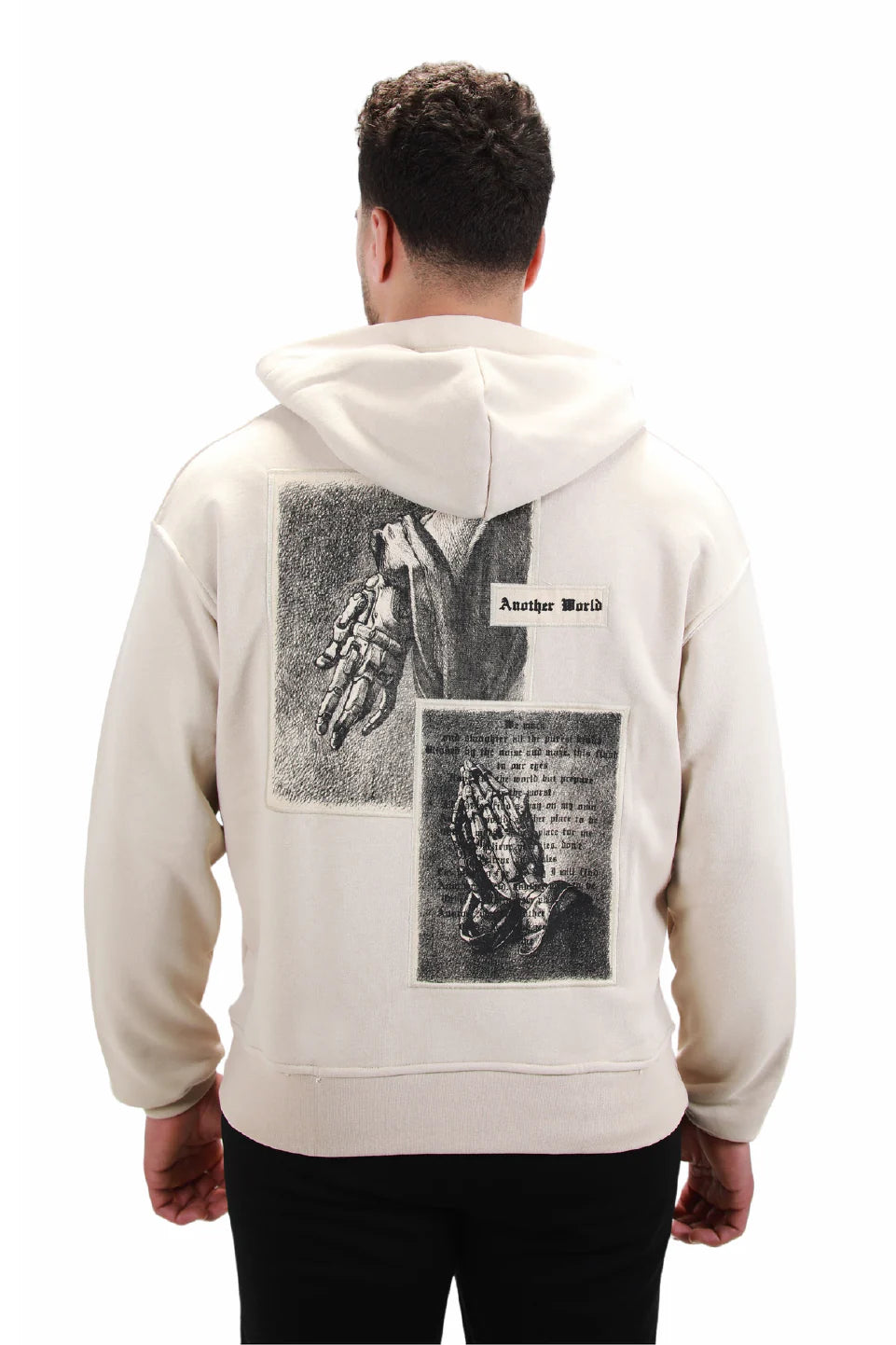 Casual Beige Hoodie With Back Design