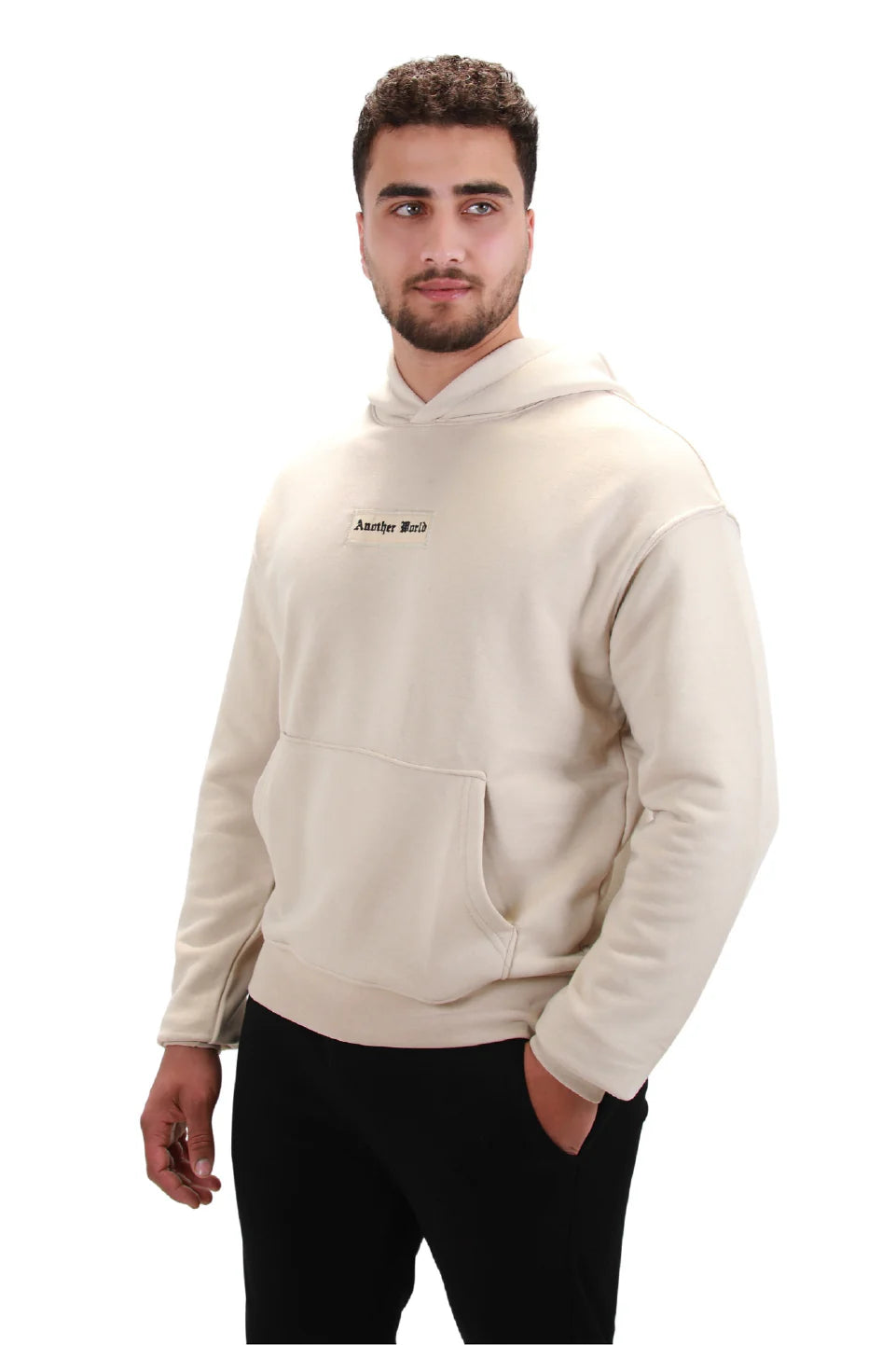 Casual Beige Hoodie With Back Design