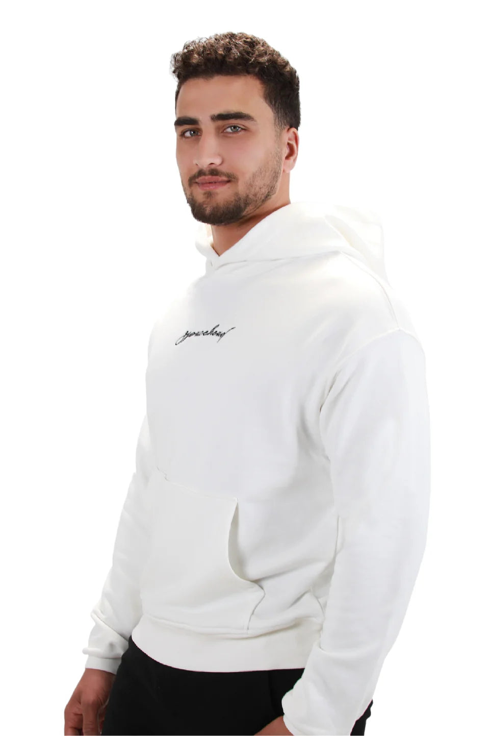 White Hoodie With Front & Back Print Design