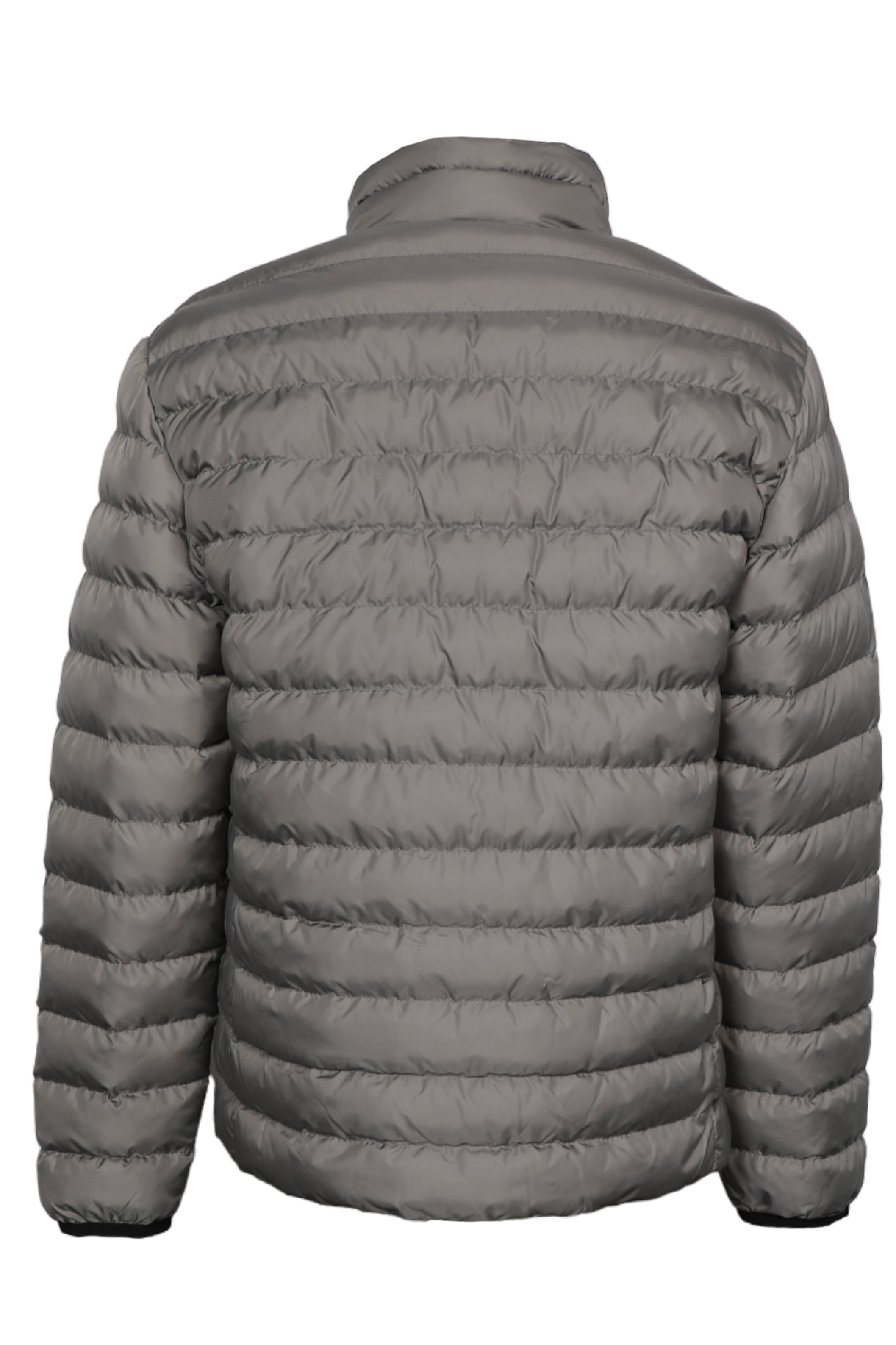 Men Zipped Puffer Designed Dark Grey Jacket