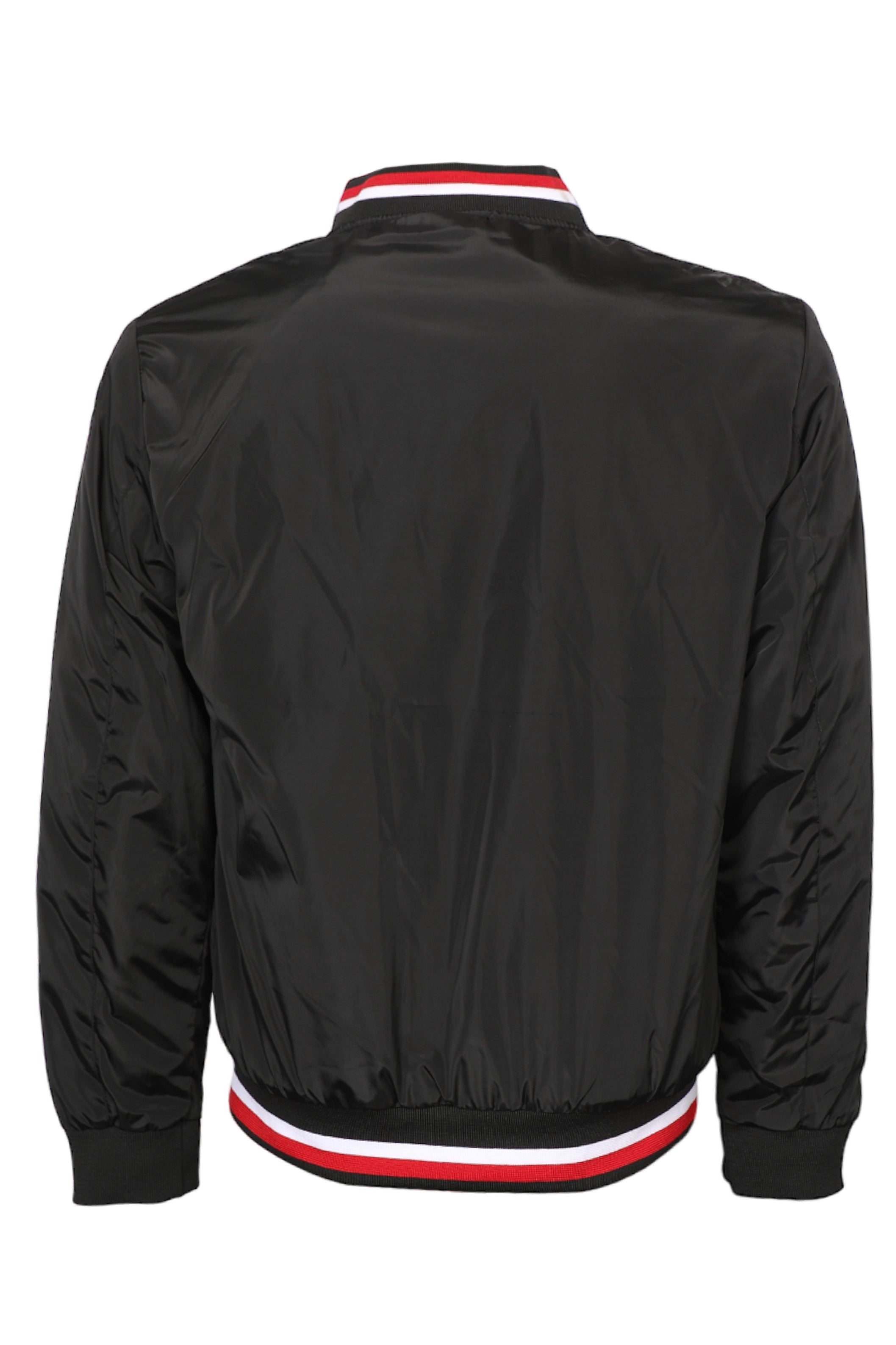 Men Zipped Varsity Designed Black Jacket
