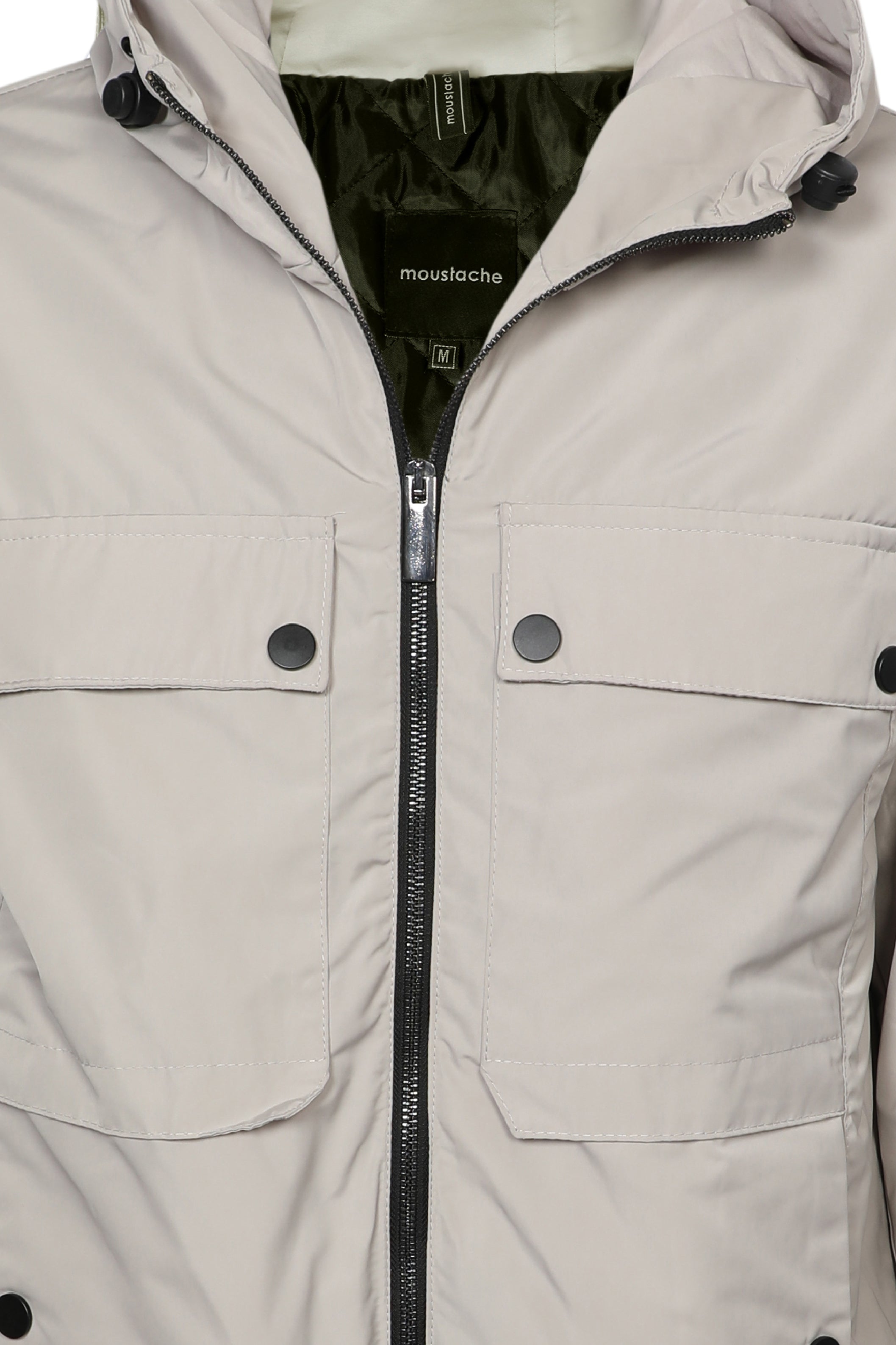 Men Zipped Hoodie Designed Light Grey Jacket
