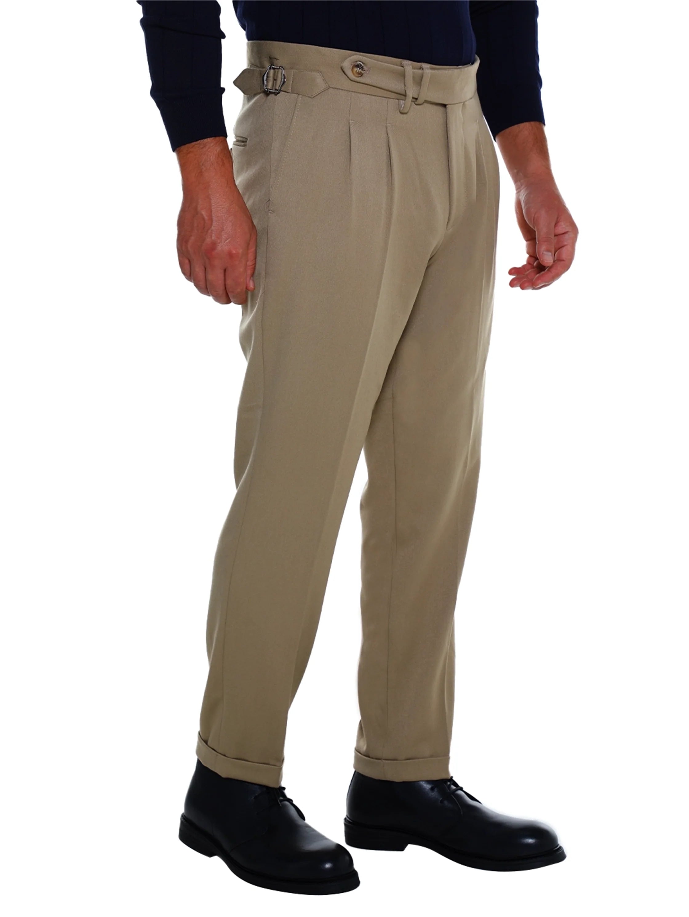 Smart Casual Beige Pant With Extended Waistband