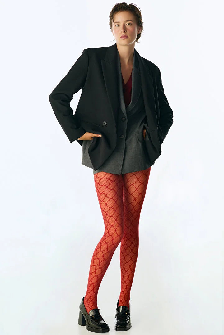 Penti Burgundy Mirror Diamond Tights