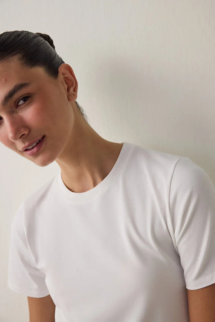 Penti Off White Basic Regular Fit T-Shirt