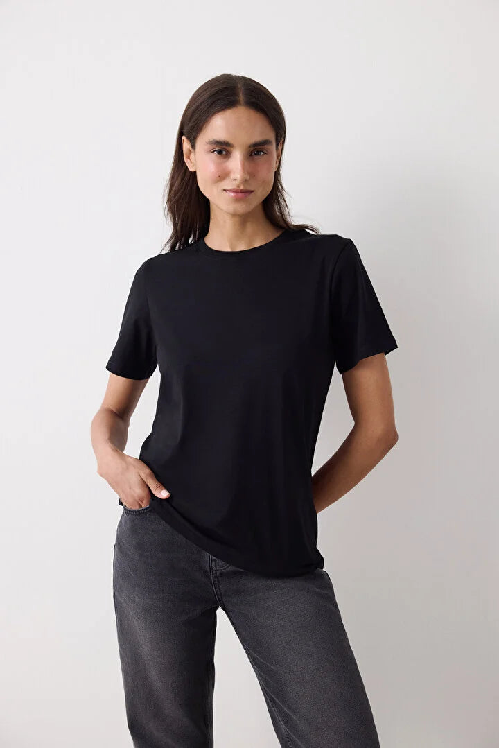 Penti Black Basic Regular Fit T Shirt