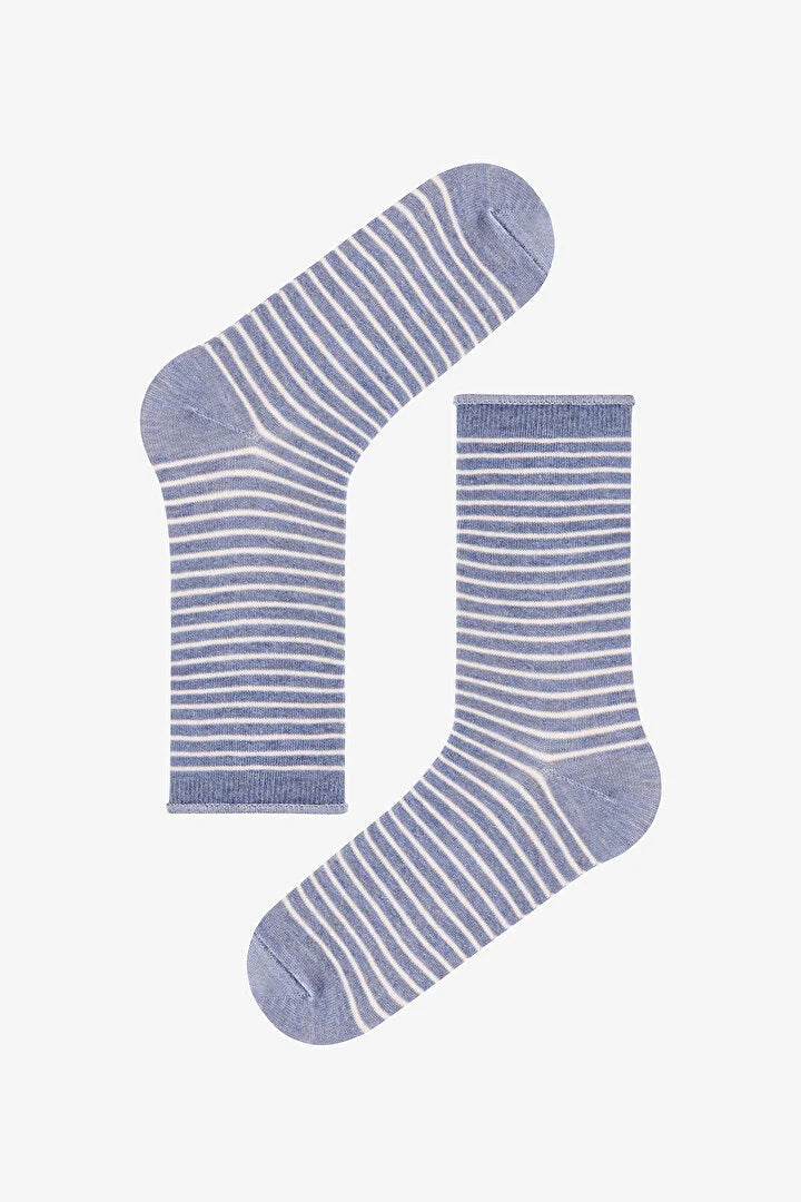 Penti Navy Relax Line Striped Cotton 5 Pack Ankle Socks
