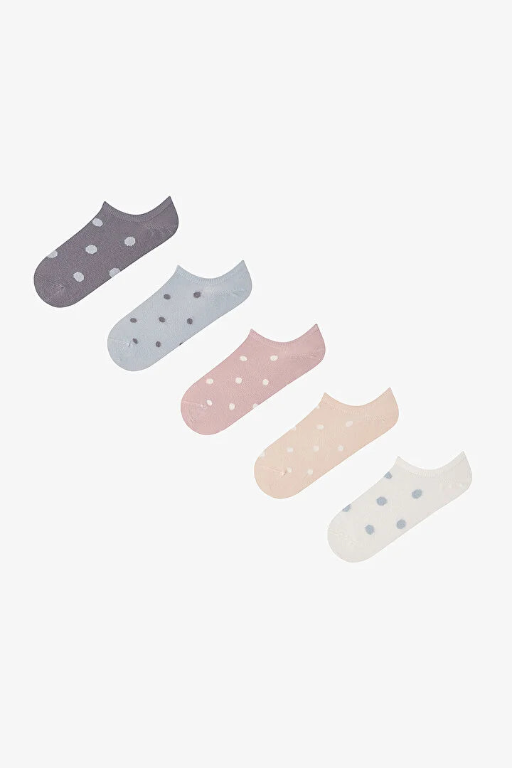 Penti 5 Pairs Seamless Toe Cotton Colorful Polka Dot Patterned Sneaker Socks