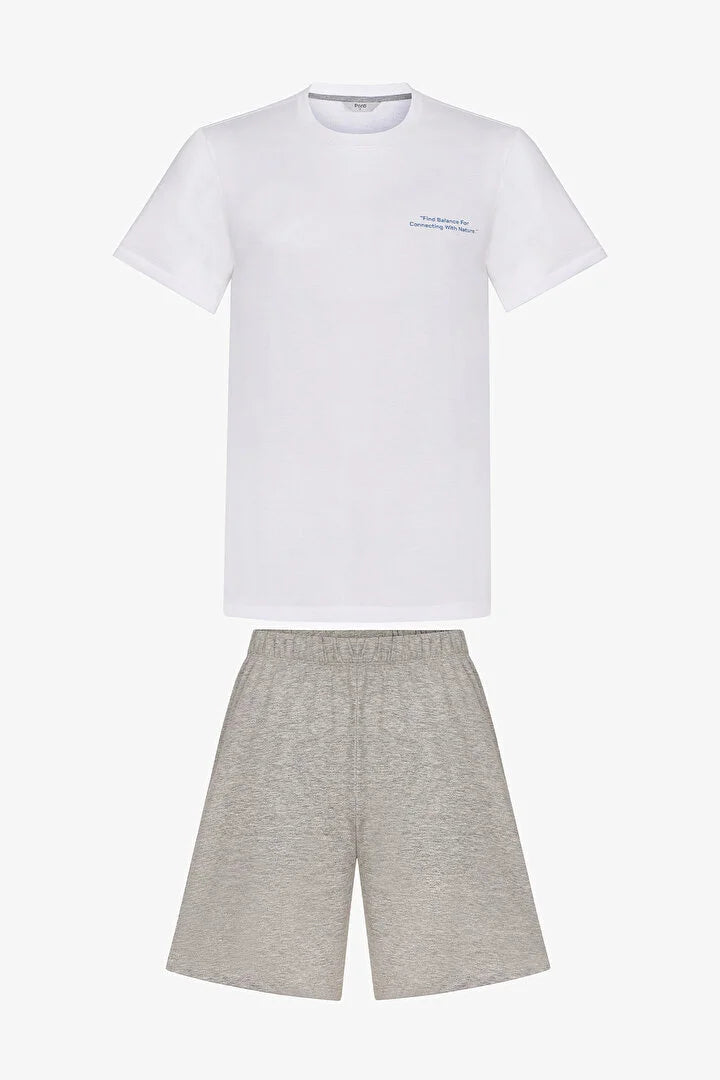 Penti Men Colorful Calm Grey Shorts Pyjama Set