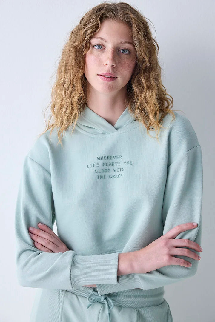 Penti Light Green Crop Sweatshirt