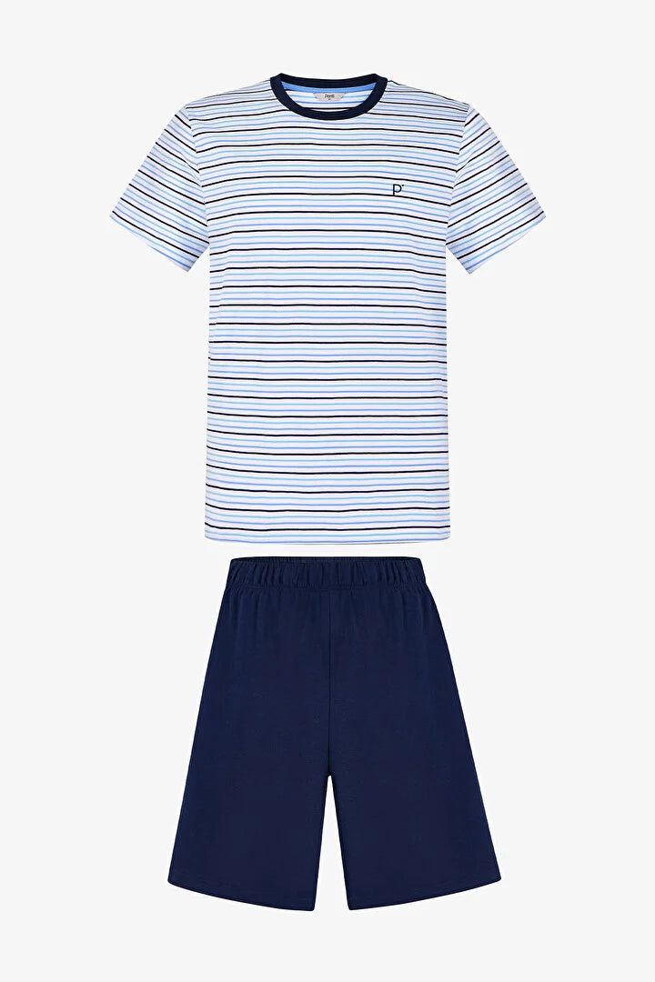 Penti Men Colorful Sail Line Shorts Pyjama Set