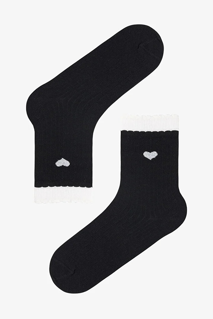 Penti 3 Pairs Of Cotton Heart Patterned Ruffle Socks