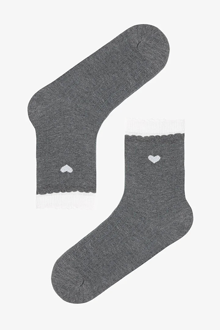 Penti 3 Pairs Of Cotton Heart Patterned Ruffle Socks