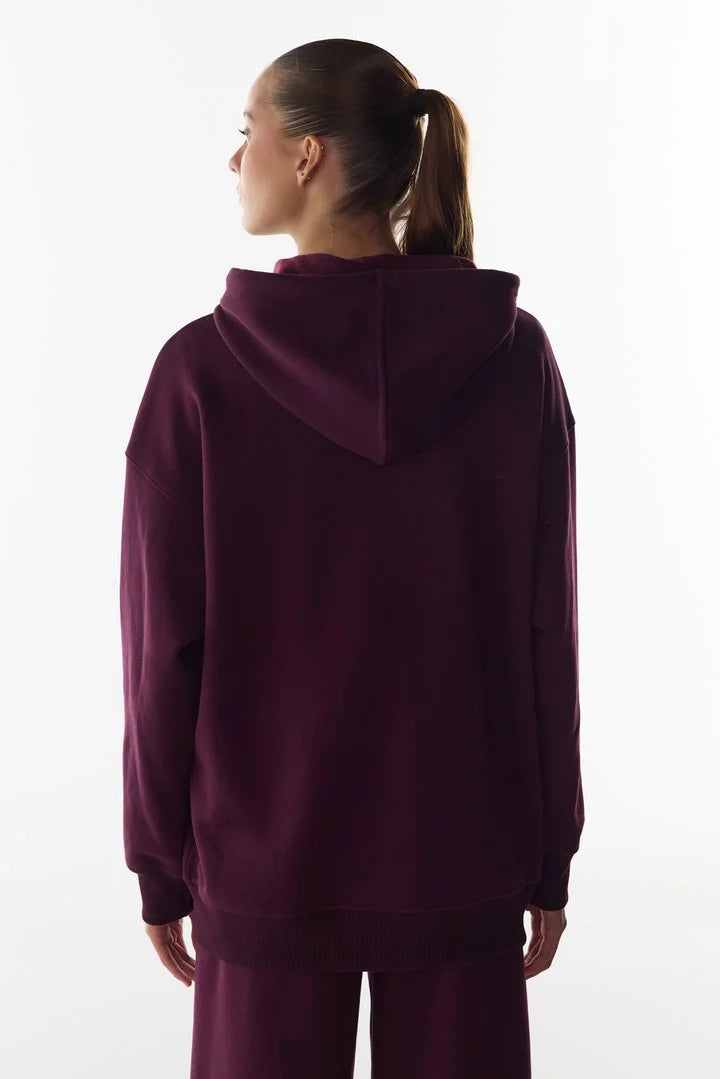 Penti Bordeaux Full Zipper Brushed Active Long Sleeve Sweatshirt